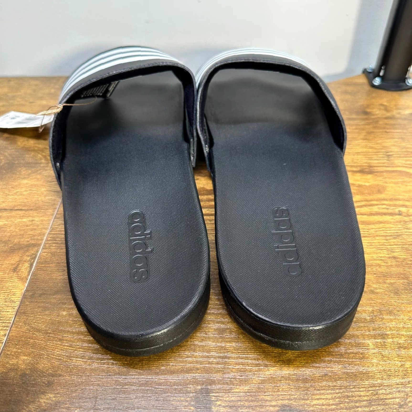 Adidas Adidas Adilette Comfort Slides Mens 18 Black White Sandals GZ5891 3-Stripes NWT Size ONE SIZE - 2 Thumbnail