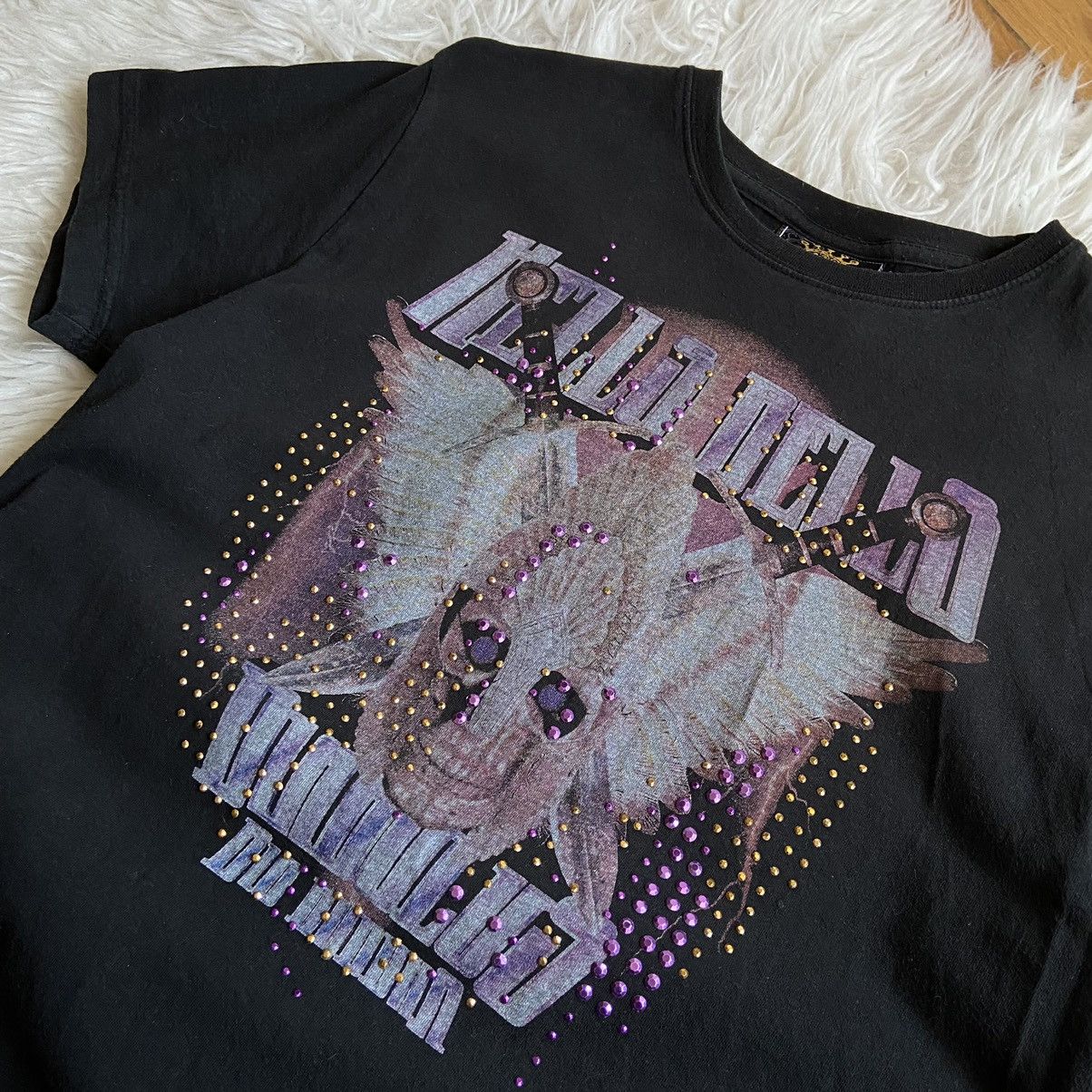 If Six Was Nine 📌 Vintage Fishbone Skull Graphic Y2K Rhinestones Tee Size S / US 4 / IT 40 - 2 Thumbnail