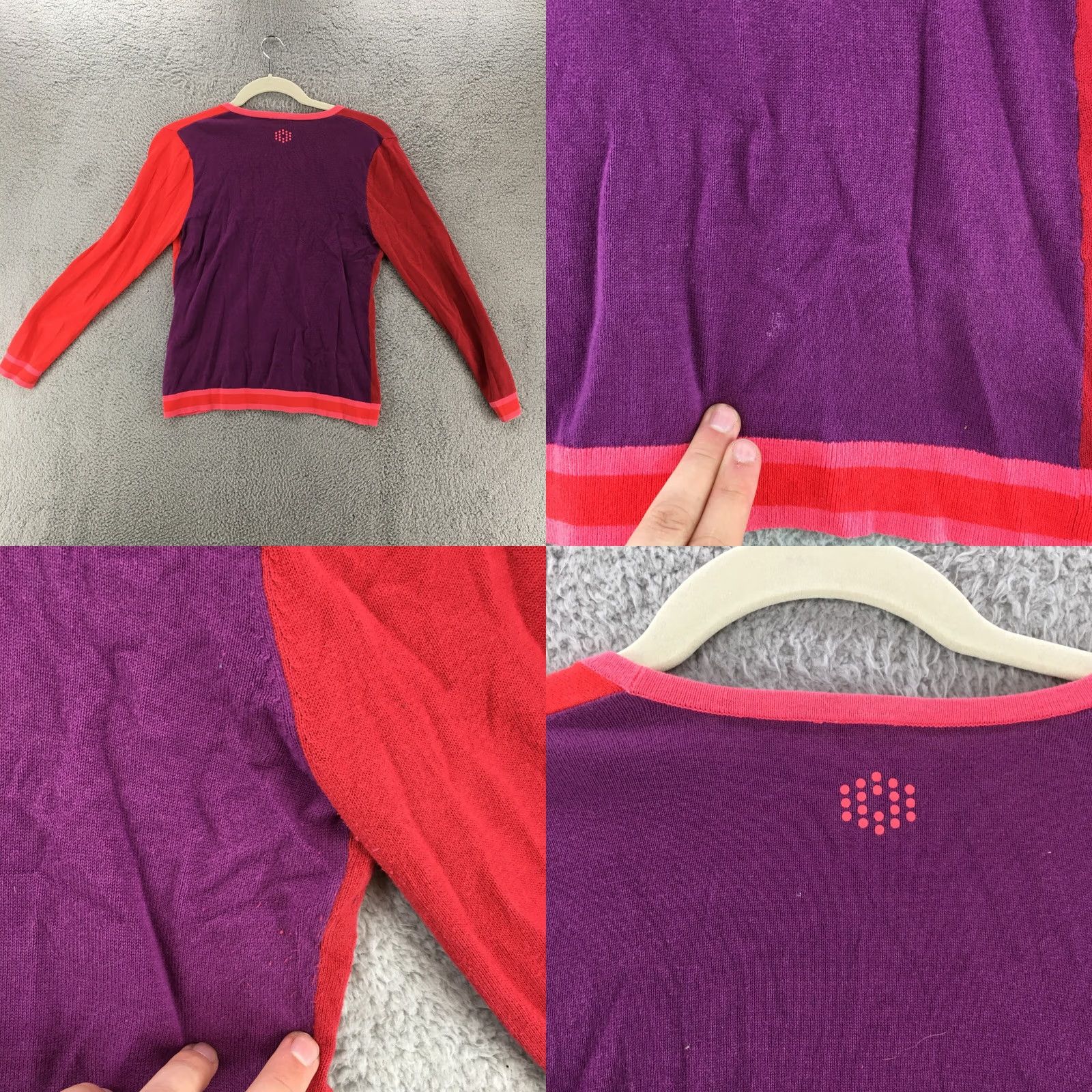 Puma PUMA Cardigan Sweater Womens Large Red Multicolor Button Up Long Sleeve Knit Cardigan Fall Winter Spring Summer Casual V-Neck Size L / US 10 / IT 46 - 8 Thumbnail