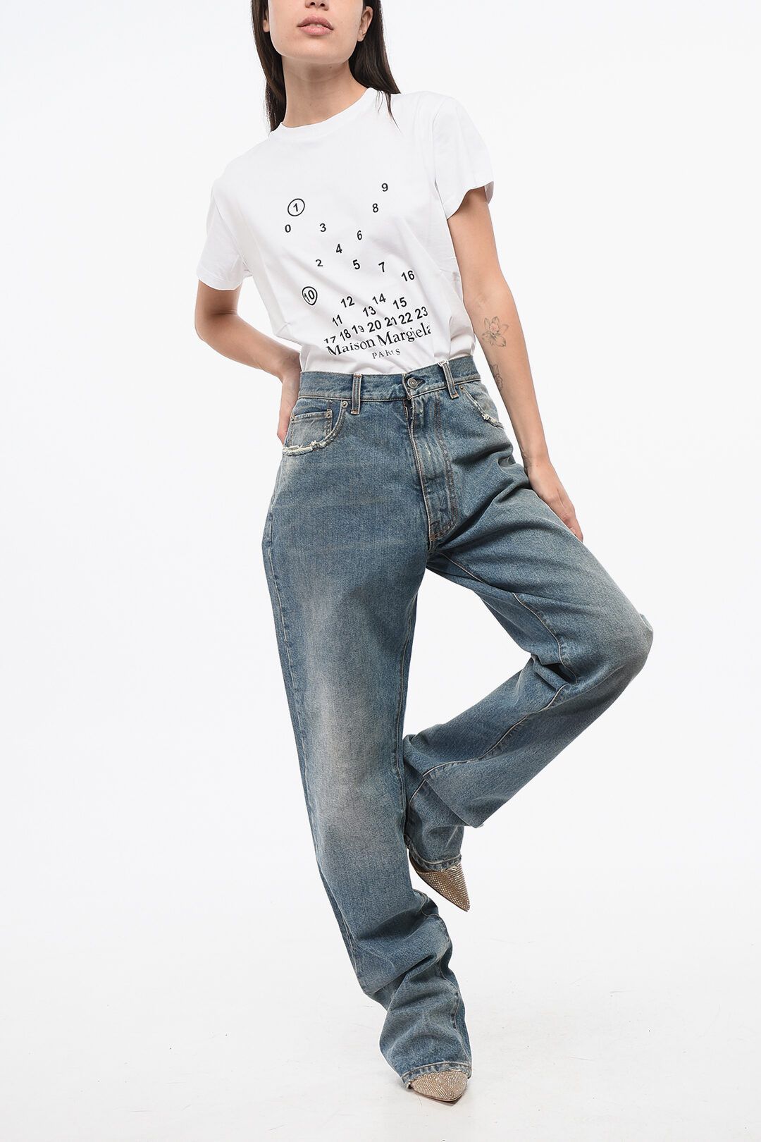 Maison Margiela og1mm0825 Vintage Effect Wide Leg Jeans in Blue Size 30" / US 8 / IT 44 - 3 Thumbnail