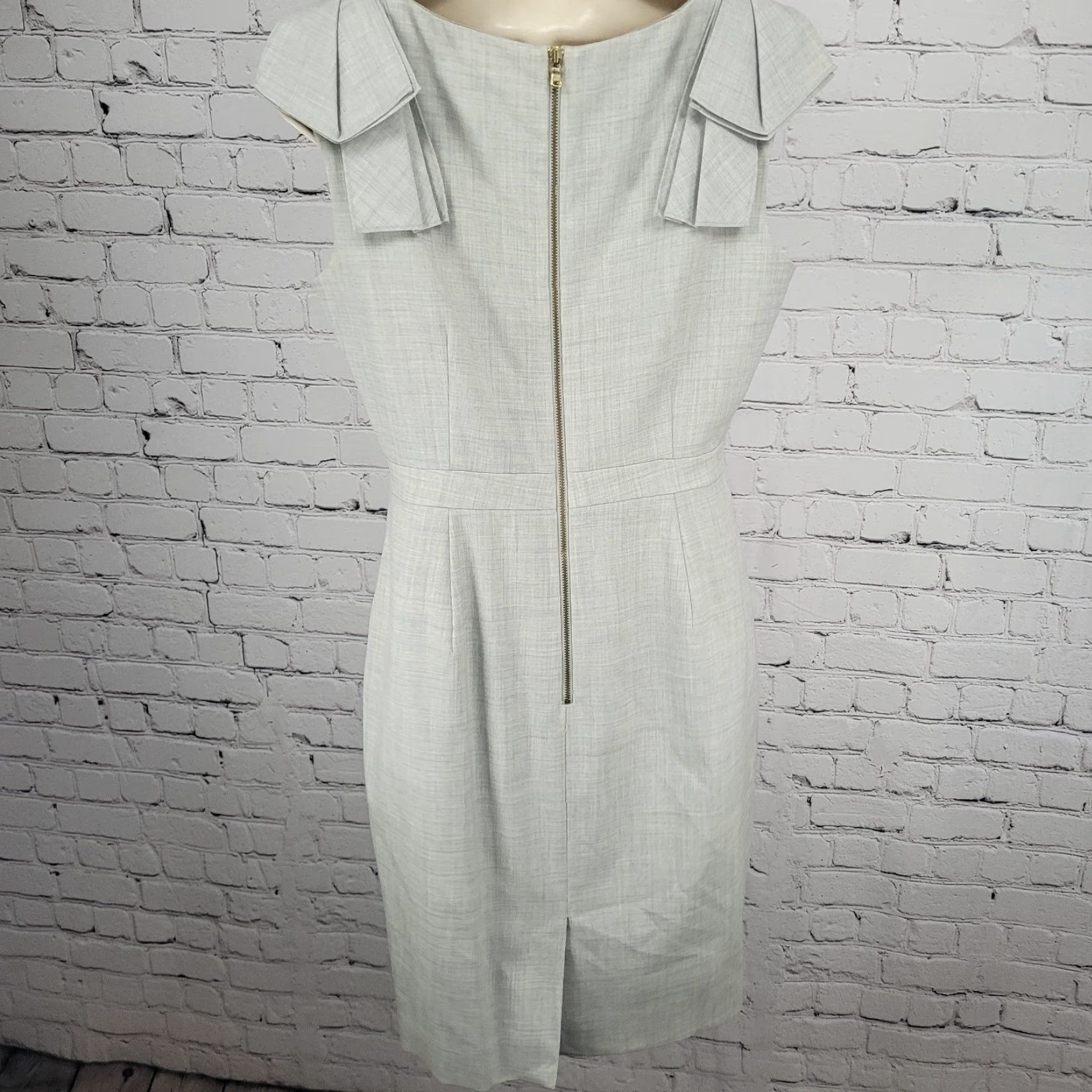 J.Crew J.CREW Gray Wool Sleeveless Ruffled Shoulder Lined Back Slit Zip Sheath Dress 6 Size M / US 6-8 / IT 42-44 - 2 Thumbnail