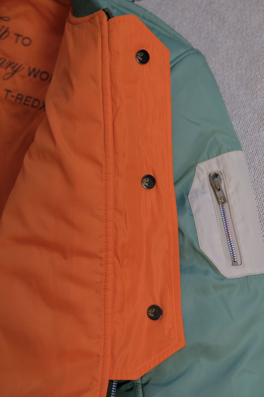 Designer T-REDX X BEUTER PSILOCYPE REVERSIBLE GREEN BOMBER JACKET Size US L / EU 52-54 / 3 - 14 Thumbnail