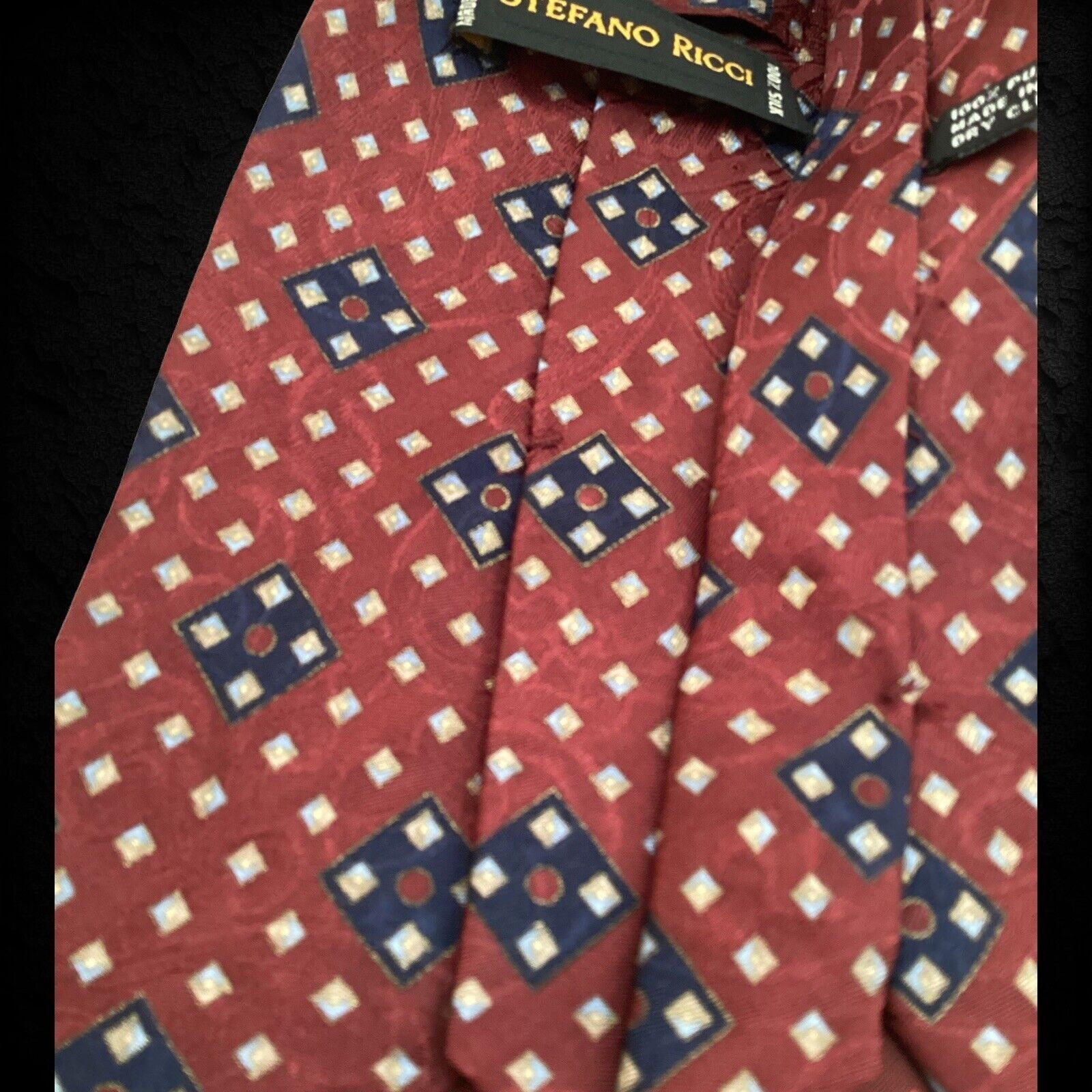 Stefano Ricci STEFANO RICCI XL Burgundy Geometric With 3D Paisley Silk Tie Size ONE SIZE - 5 Thumbnail