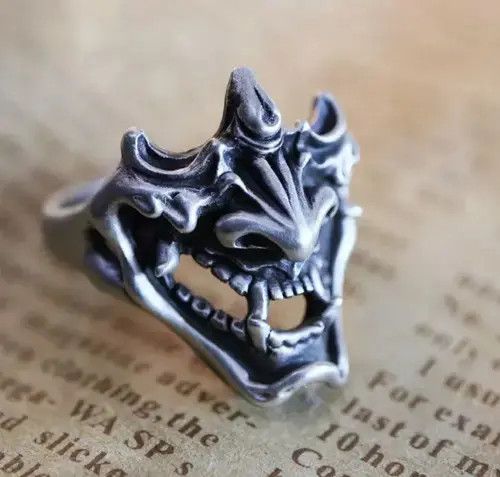 Jewelry Demon Samurai Ring Japanese Ninja Hannya Mask Jewelry Chrome Size ONE SIZE - 3 Thumbnail
