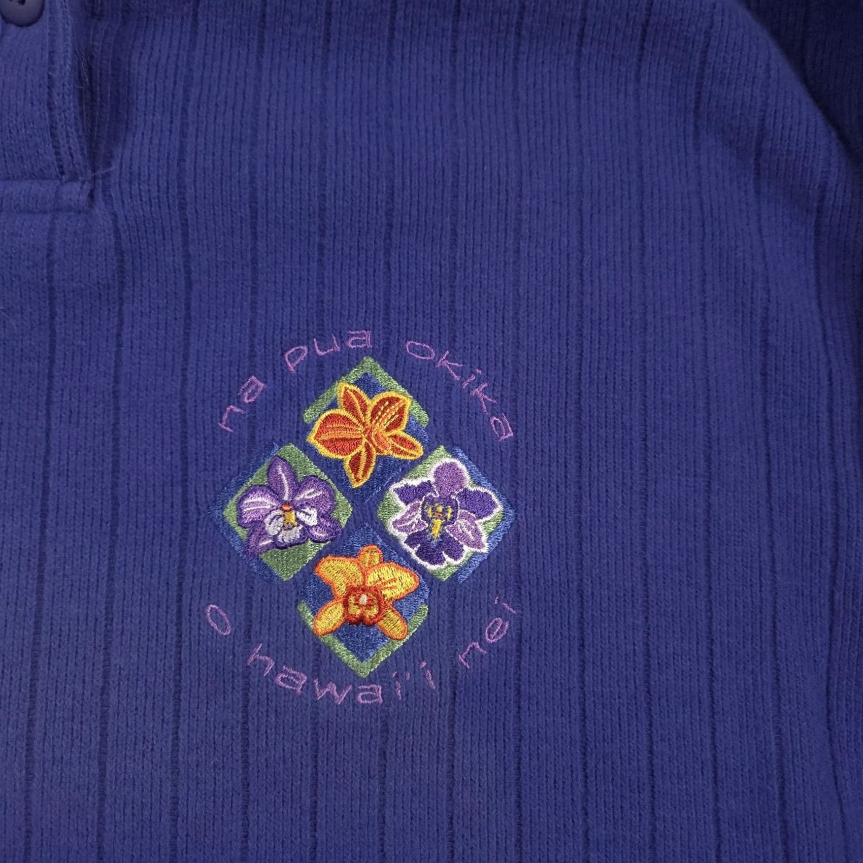 Vintage Crazy Shirts Shirt Mens Medium Purple Henley Long Sleeve Orchid Floral Hawaii Size US M / EU 48-50 / 2 - 4 Thumbnail