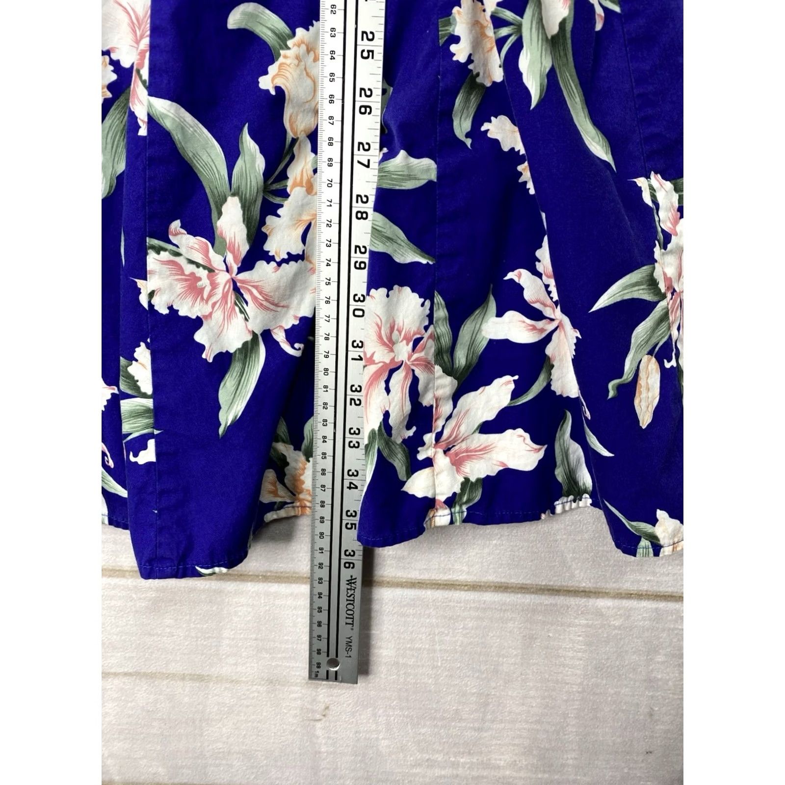 Vintage Royal Creations Dress M Blue Floral Hawaiian Sundress Fit Flare Pinup Smocked Shirt Dress? Size M / US 6-8 / IT 42-44 - 3 Thumbnail