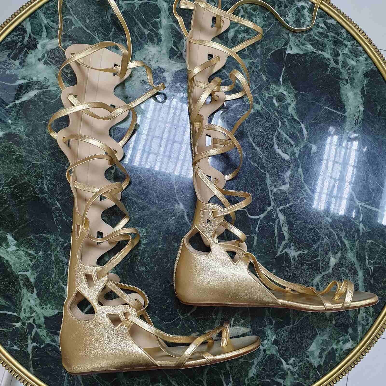 Chanel Chanel Gold Gladiator Sandals Sz.38 Size US 7 / IT 37 - 1 Thumbnail