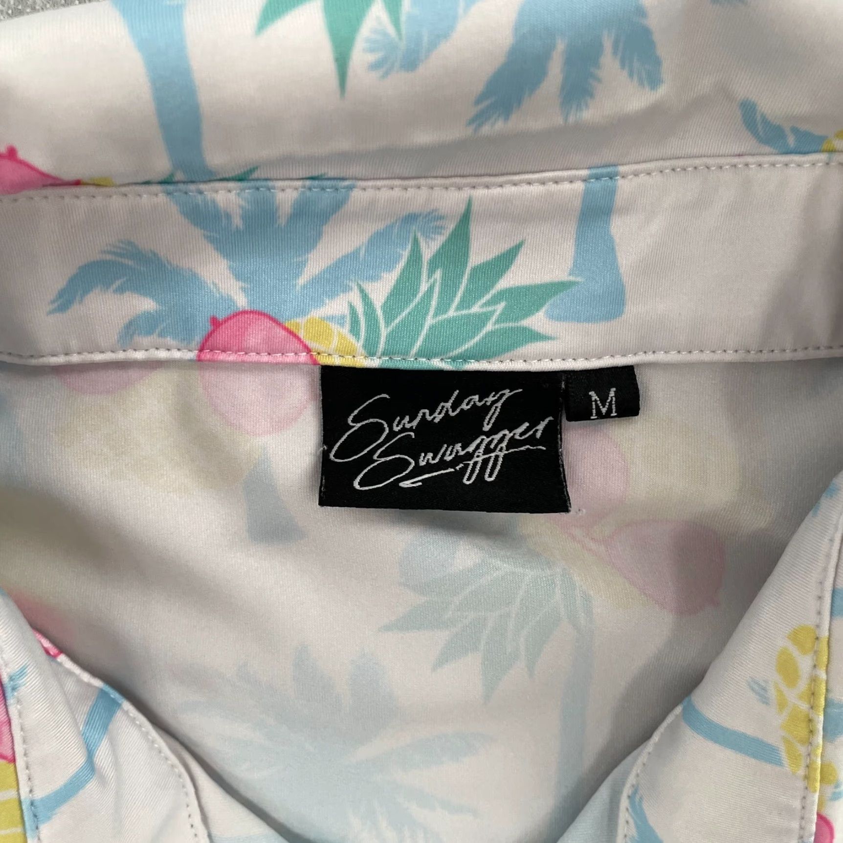 Vintage Sunday Swagger Shirt Polo Short Sleeve Golf Pineapple Mens M Medium White Adult Size US M / EU 48-50 / 2 - 5 Thumbnail