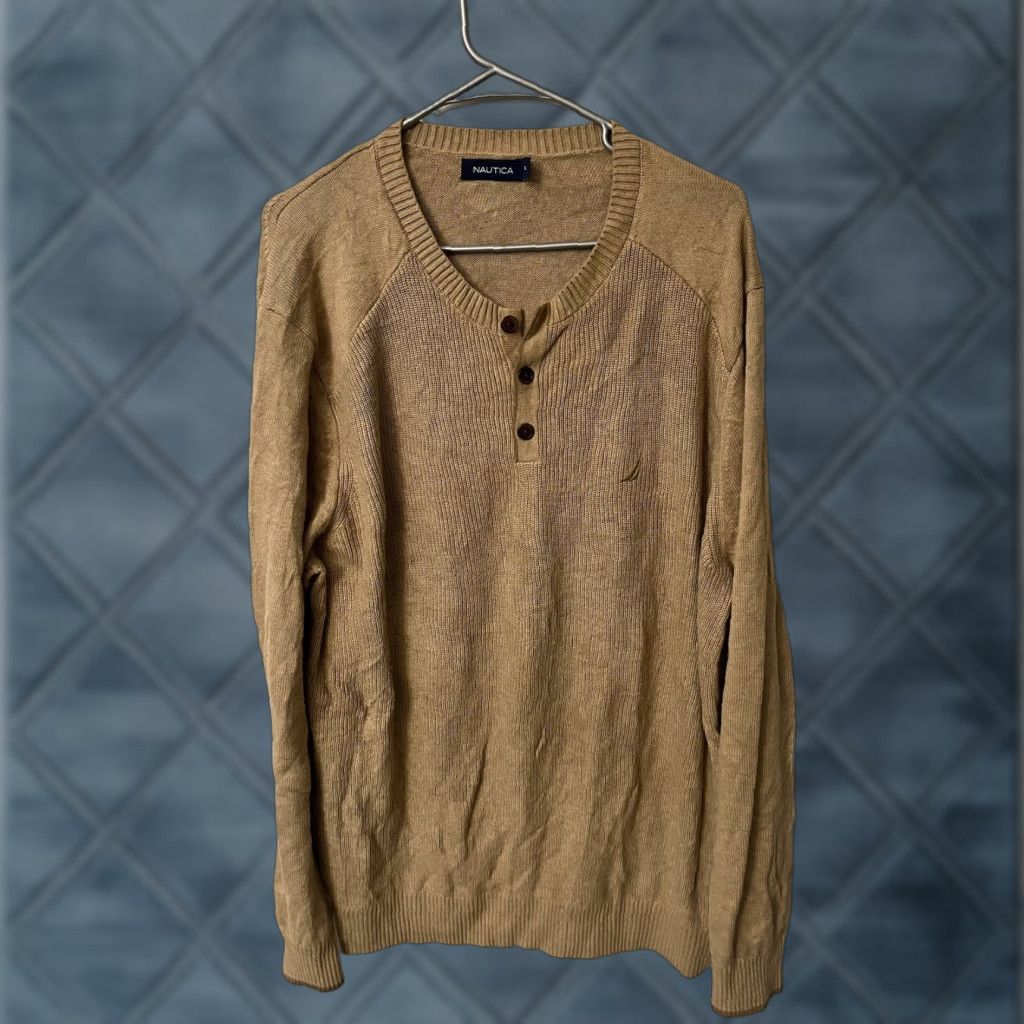 Nautica Nautica Sleepwear Men Brown XL Long Sleeve Pullover Sweater Scoop Neck Casual Size US XL / EU 56 / 4 - 1 Thumbnail