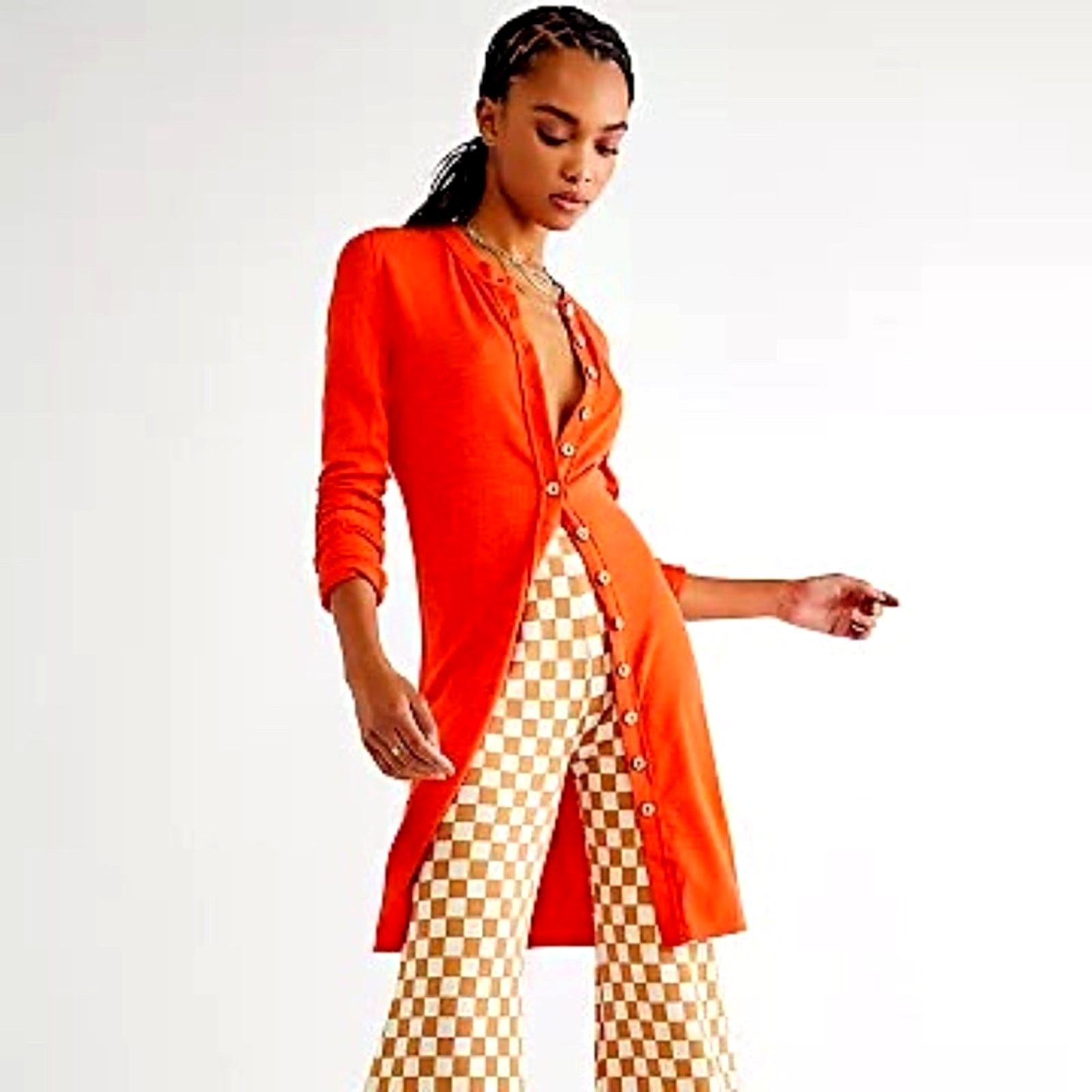 Free People Free People Gia Cardigan Neon Orange XS (fits like a S/M) Size XS / US 0-2 / IT 36-38 - 2 Thumbnail