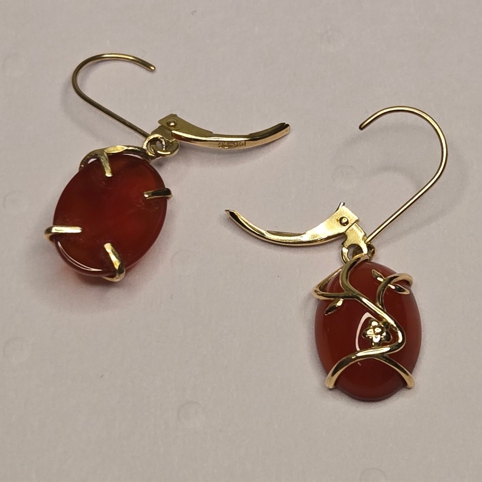 Vintage Vintage 14K Gold Carnelian Agate Dangle Earrings Statement Size ONE SIZE - 6 Thumbnail