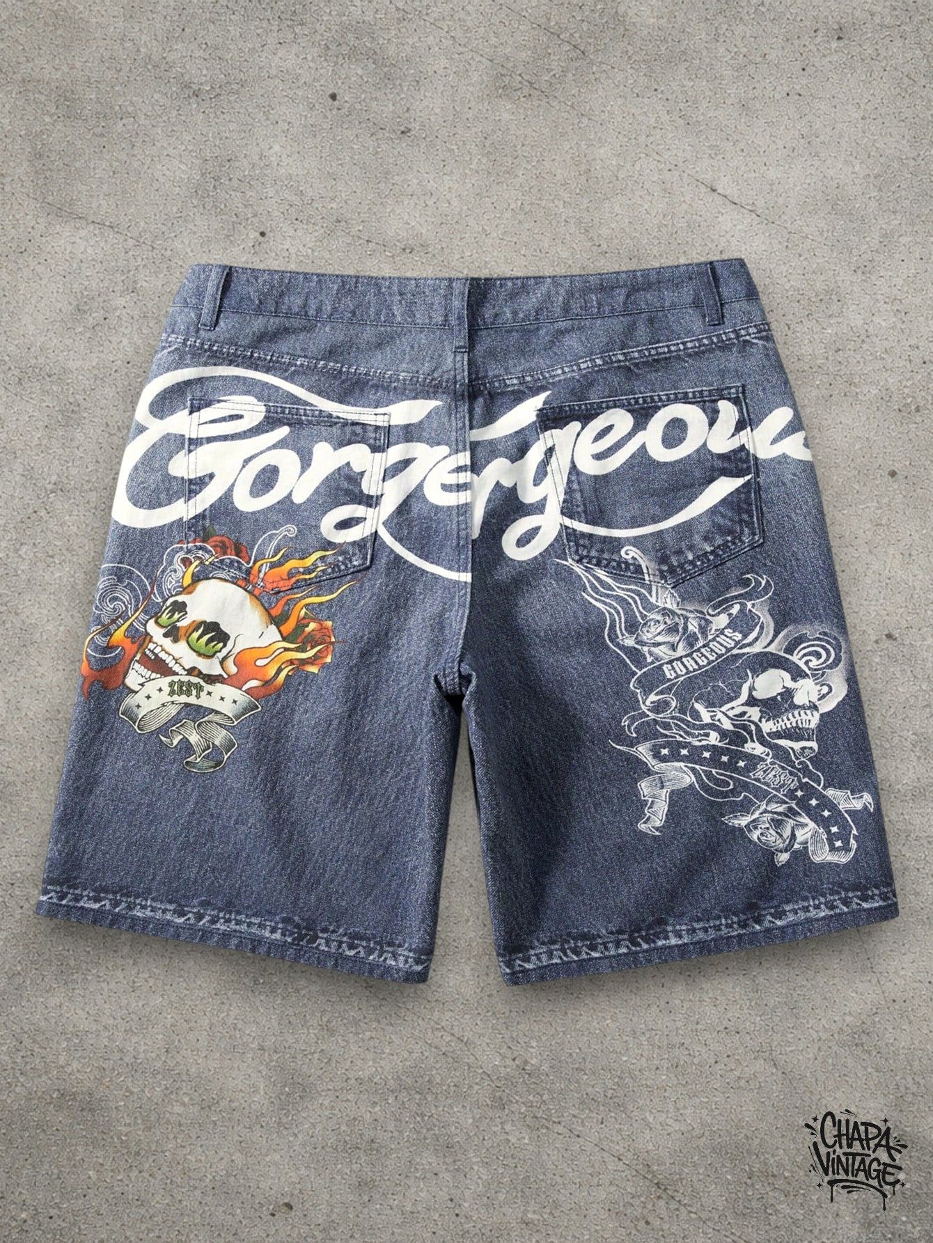 Vintage Washed skull denim shorts Size US 32 / EU 48 - 1 Thumbnail