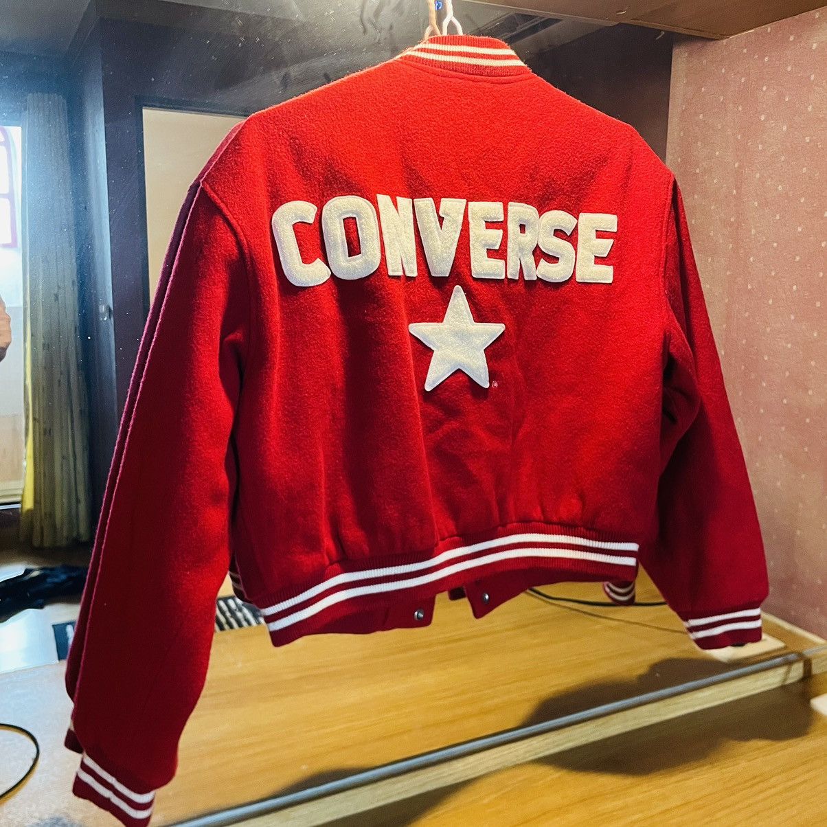 Converse × Vintage Vintage Converse Cropped Wool Bomber Jacket Size S / US 4 / IT 40 - 5 Thumbnail