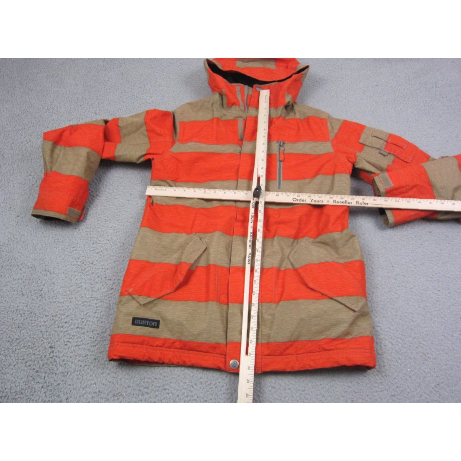Burton Burton Jacket Mens Small Orange Striped Hooded DryRide Snowboard Ski Windbreaker Lining Polyester Regular-Size Clothing Outdoors Mens Size US S / EU 44-46 / 1 - 7 Thumbnail