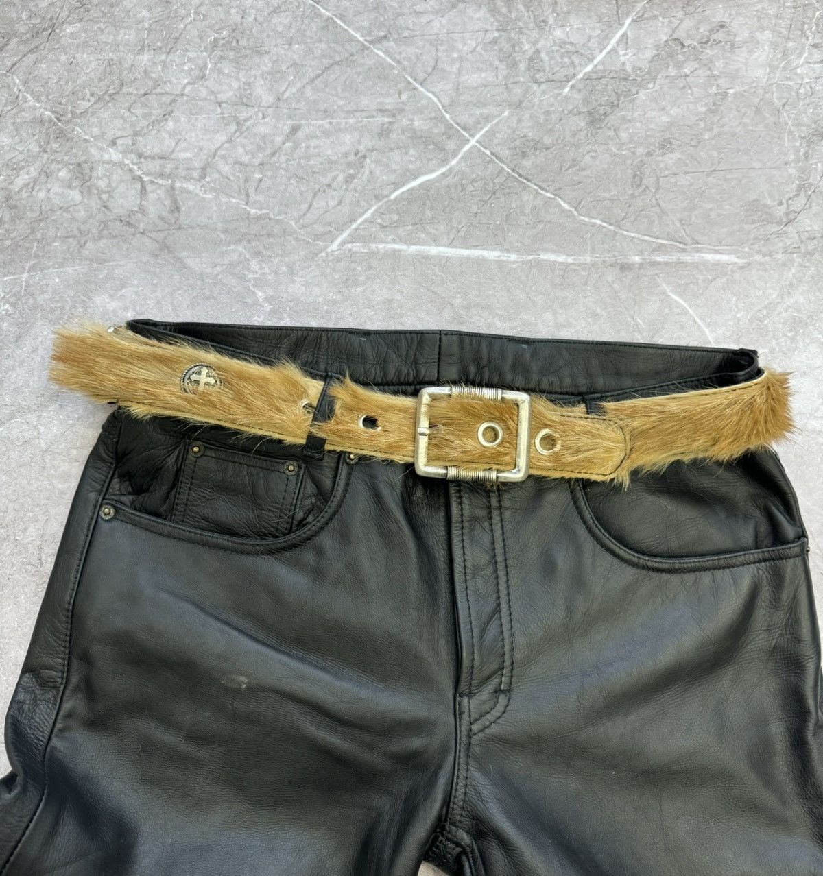 Hysteric Glamour × If Six Was Nine SALE💣💣AVANT-GARDE GOTHIC LEATHER fur BELT RICK OWENS STYLE Size ONE SIZE - 5 Thumbnail