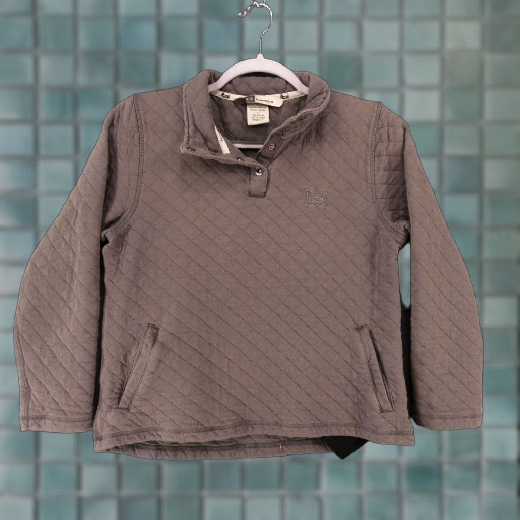 Vintage Banded Sweatshirt Womens Small Gray Quilted 1/4 Button Up Soft w Pockets Size S / US 4 / IT 40 - 1 Thumbnail