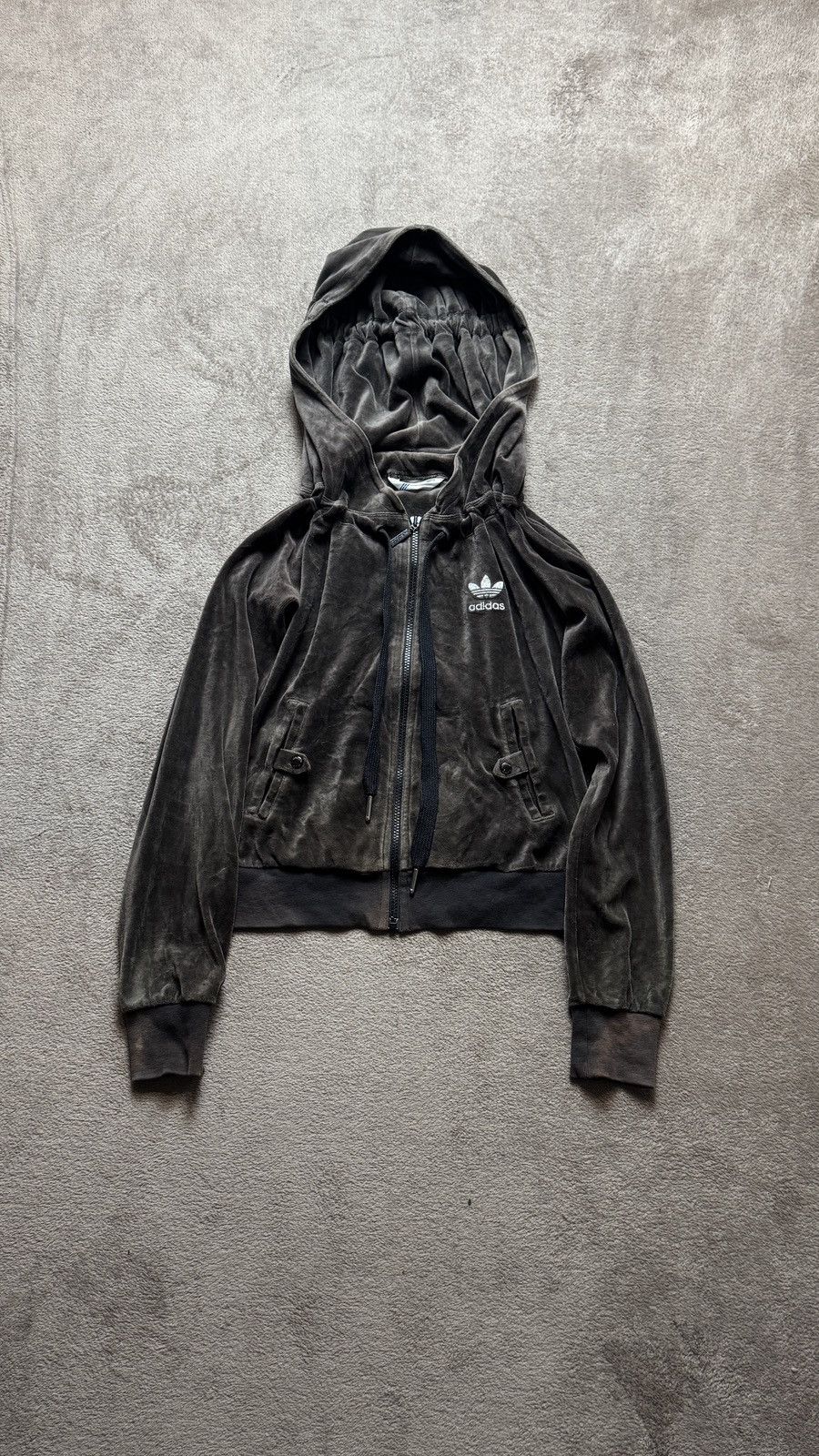 Japanese Brand Adidas Y2K Faded Mudwash Sick Zip Up Hood cdg grunge y-3 ysl Size L / US 10 / IT 46 - 2 Thumbnail