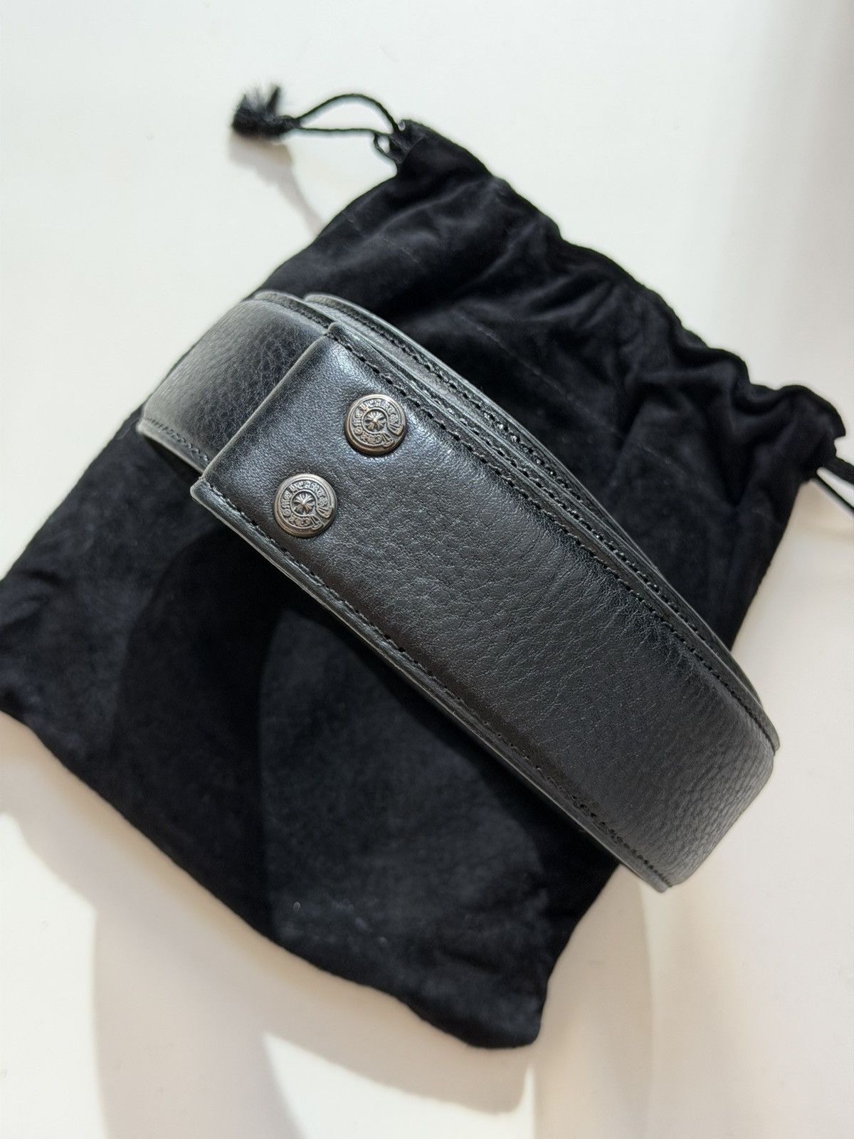 Chrome Hearts Chrome Hearts Plain Black Leather Belt Size 30 - 1 Thumbnail