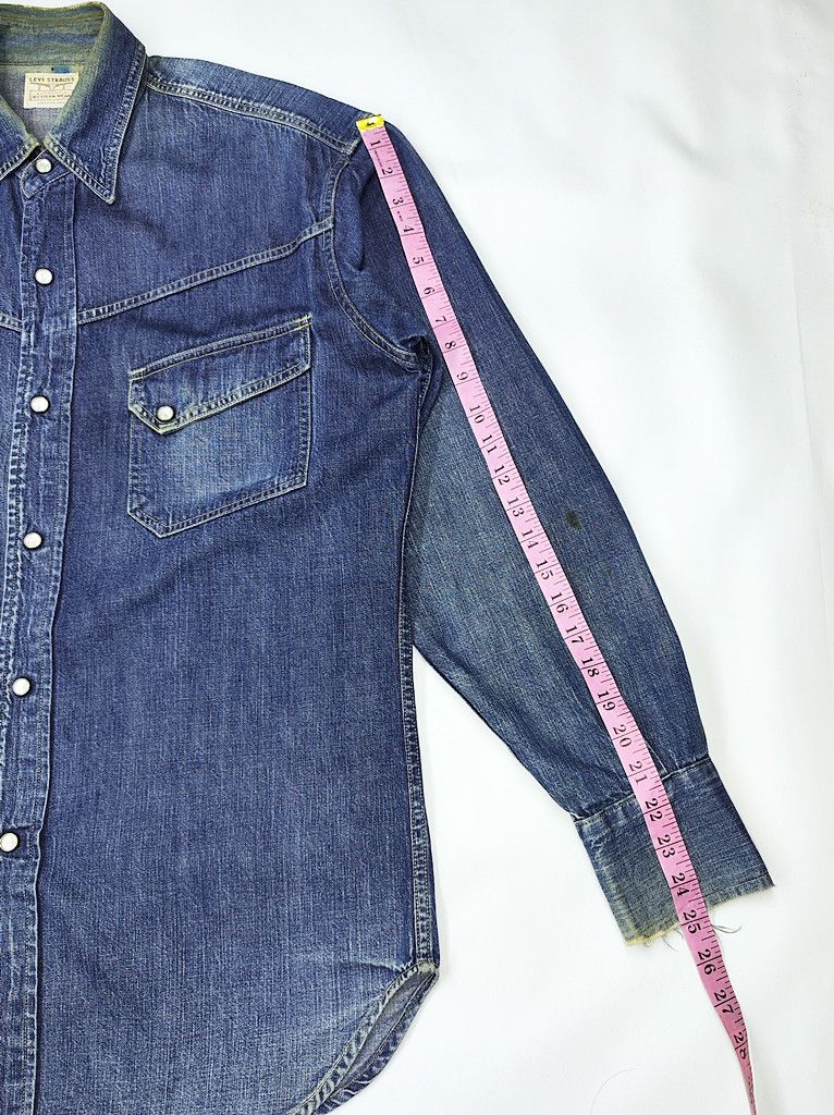 Levi's Distressed LEVIS longhorn denim western pearl snap button Size US M / EU 48-50 / 2 - 8 Thumbnail
