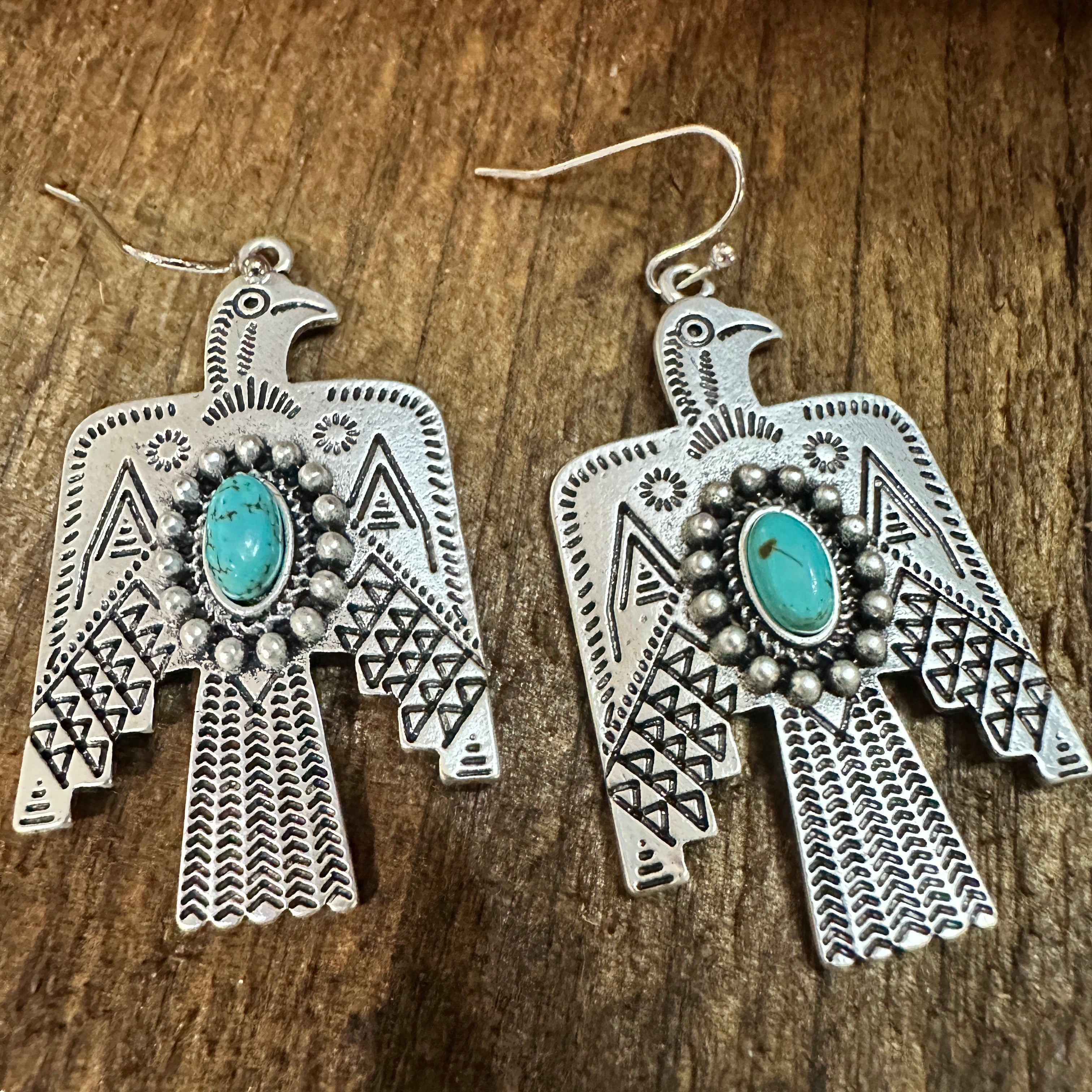 Other Thunderbird Turquoise Earrings , Native American Wire Thunde Size ONE SIZE - 1 Thumbnail
