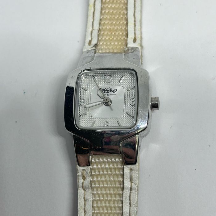 Mossimo Mossimo Stainless Steel Metal Bezel White Strap Womens Watch ...