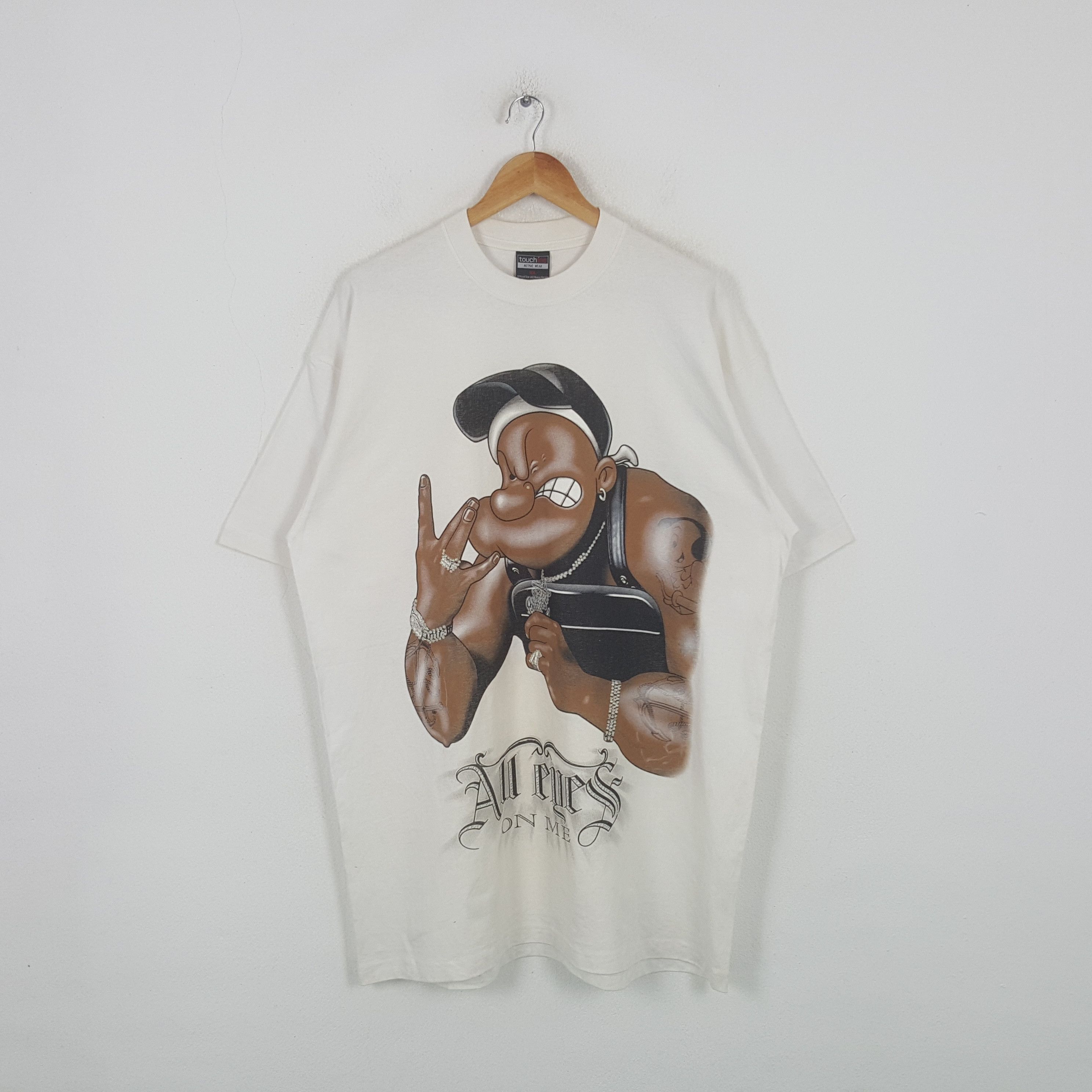 Cartoon Network Vintage 90's Popeye Parody 2pac Rapper Hip-hop Tshirt RR5 Size US XXL / EU 58 / 5 - 1 Thumbnail