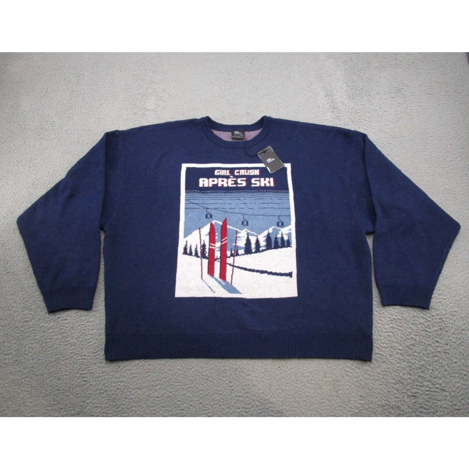 Vintage Girl Crush Apres Ski Knit Pullover Sweater Women's Plus Size 3XL NEW Blue Cotton Knit Pullover Winter Fall Mens Womens Girls Boys Size XXL / US 16-18 / IT 52-54 - 2 Thumbnail
