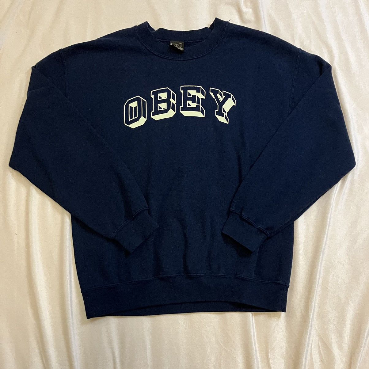 Obey Obey Navy Block Letter Crewneck Sweatshirt Size M Size US M / EU 48-50 / 2 - 1 Thumbnail