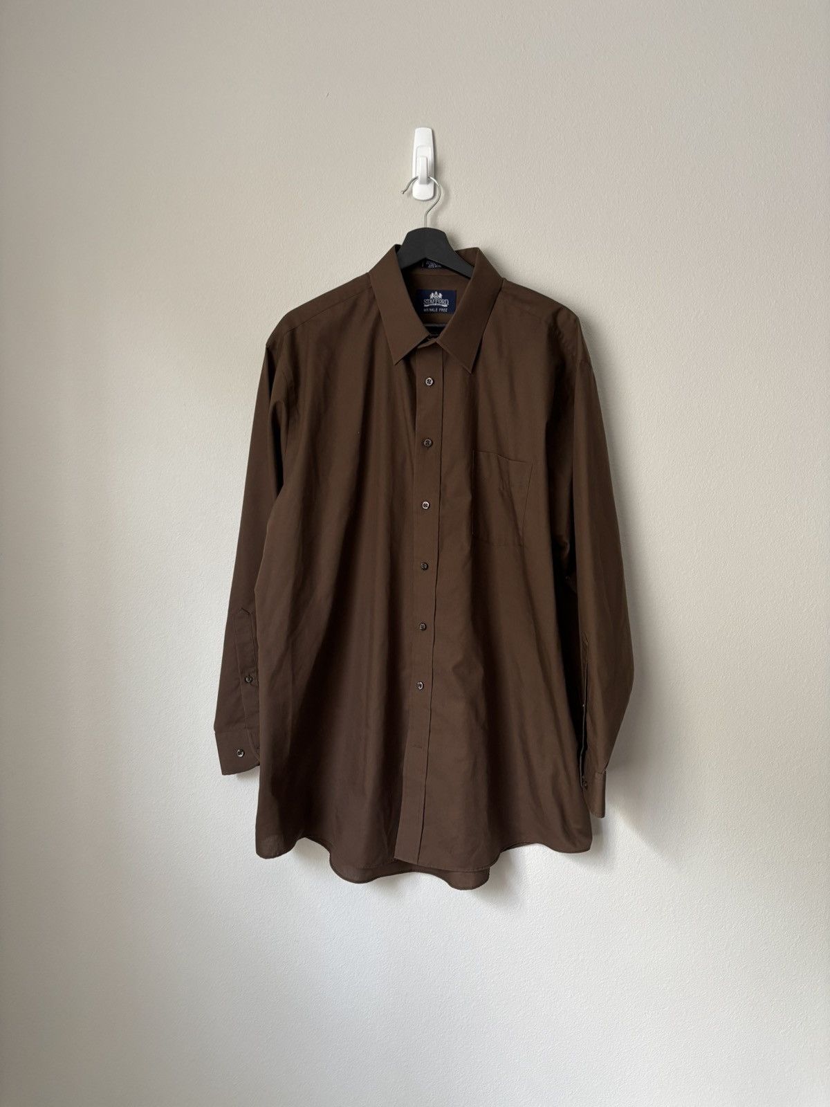 Stafford Stafford Brown Button Up Shirt Size US XL / EU 56 / 4 - 1 Thumbnail