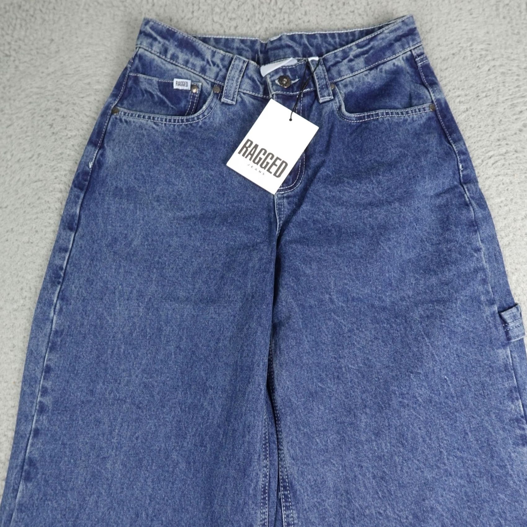 Vintage Ragged Jeans Womens Blue High Rise Wide Leg Skater Jeans 26 Organic Denim NWT Size 26" / US 2 / IT 38 - 5 Thumbnail