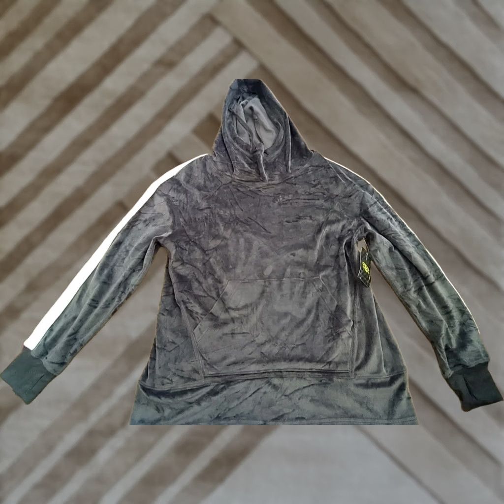 Athletic Works Athletic Works Womens Hoodie Pullover Velour Gray M Activewear Pockets Hooded Ladies Size M / US 6-8 / IT 42-44 - 1 Thumbnail