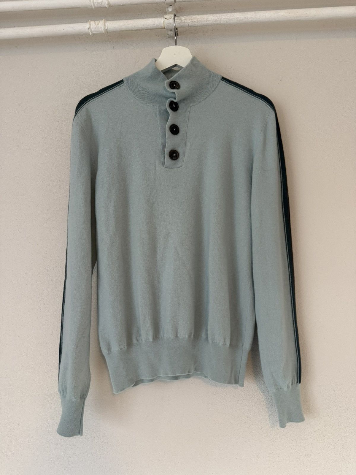 Hermes Cashmere Henley Knit with Contrast Shoulder Panels Size US M / EU 48-50 / 2 - 1 Thumbnail