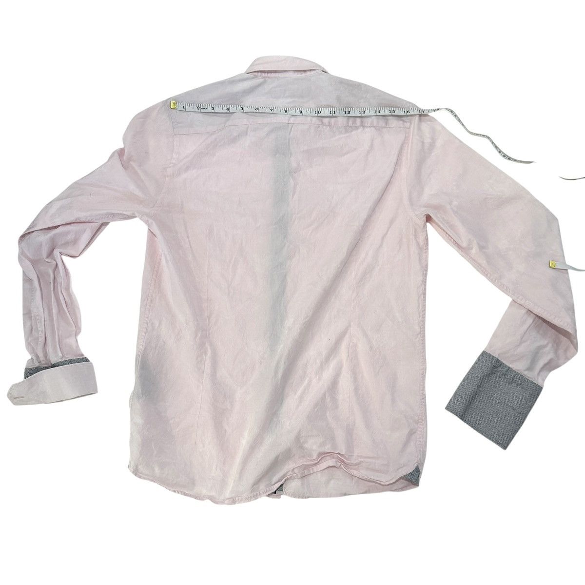 Ted Baker Pink/Gray French Cuff Dress Shirt Subtle White Floral 15.5 Size US M / EU 48-50 / 2 - 2 Thumbnail
