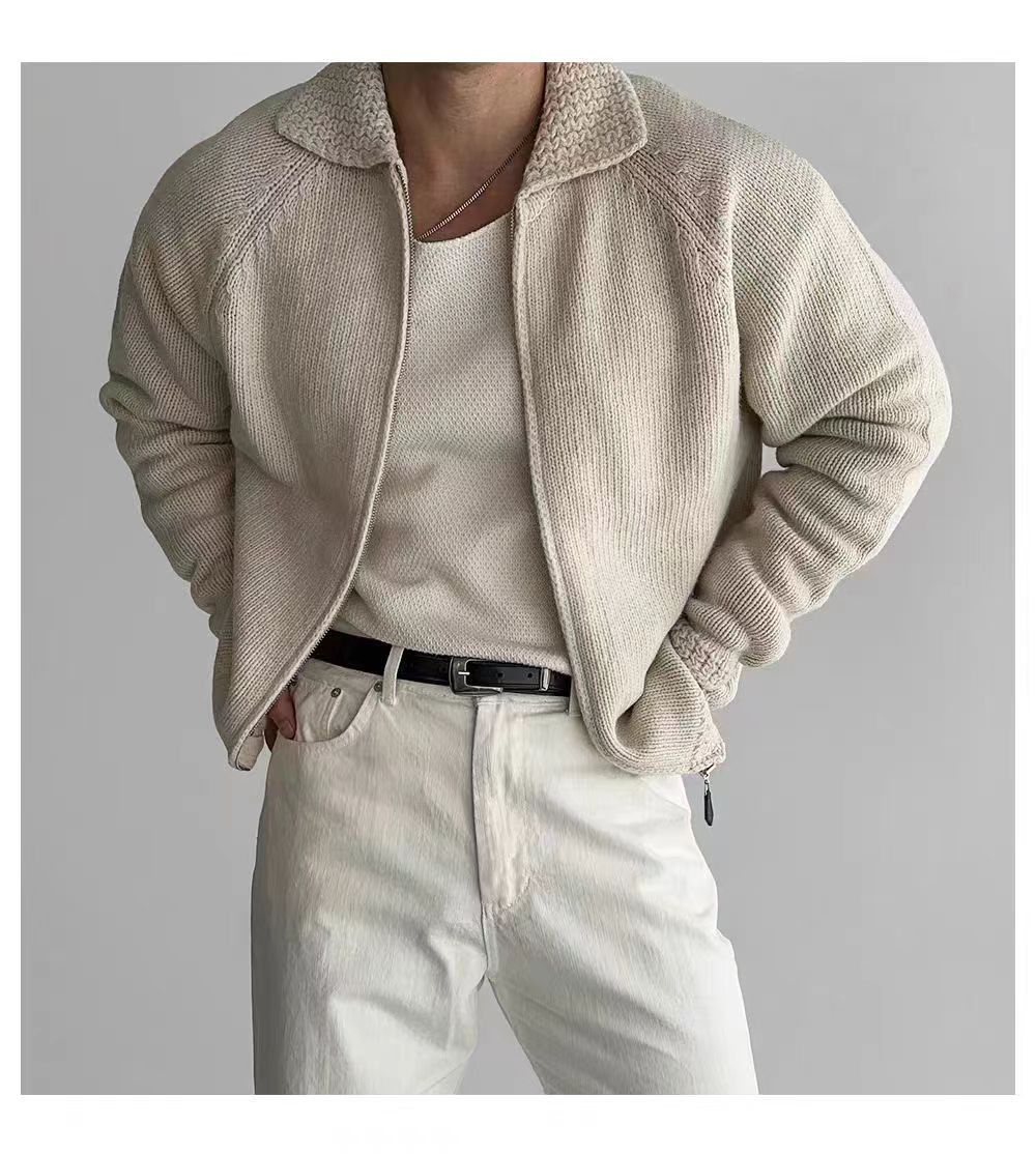 Japanese Brand Vintage Beige Casual Knit Sweater Lapel Jacket Coat Size US M / EU 48-50 / 2 - 3 Thumbnail