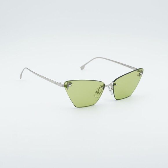 Fendi Fendi FE4160US 16N Sunglasses Silver Cat Eye Frame, Green Size ONE SIZE - 4 Thumbnail