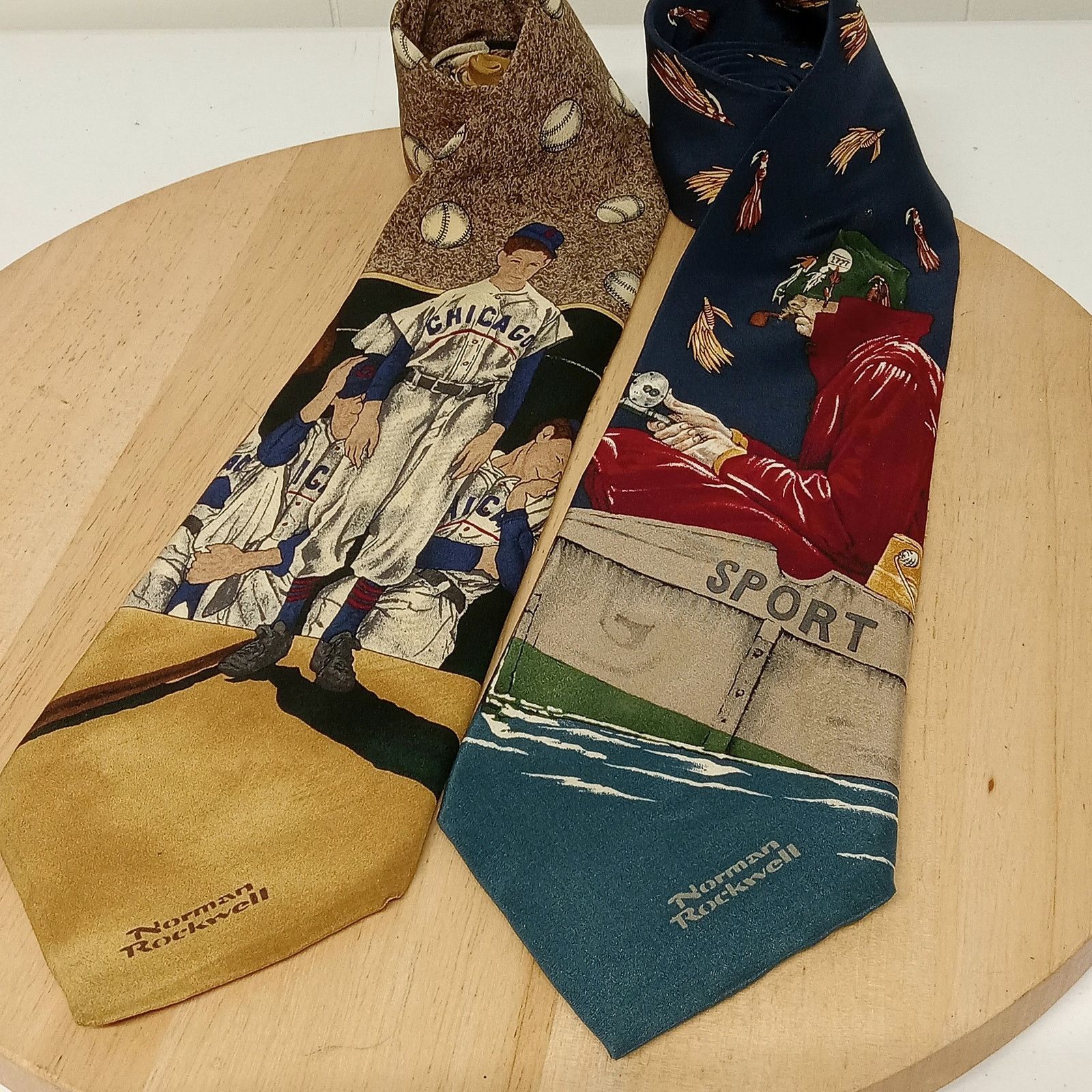 & Other Stories Set Of 2 Norman Rockwell Ties Men Saturday Evening Post Silk Size ONE SIZE - 2 Thumbnail