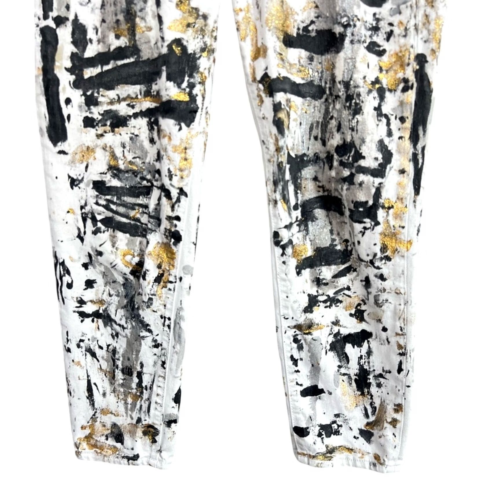 Gap VINTAGE Gap White Denim Jeans Men’s Straight 31x26 White Black Gold Abstract Paint Splatter Mens Jeans White Gap 31 26 Size US 31 - 3 Thumbnail