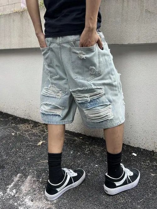 Japanese Brand × Vintage WASHED Y2K distressed denim jorts shorts Size US 32 / EU 48 - 2 Thumbnail