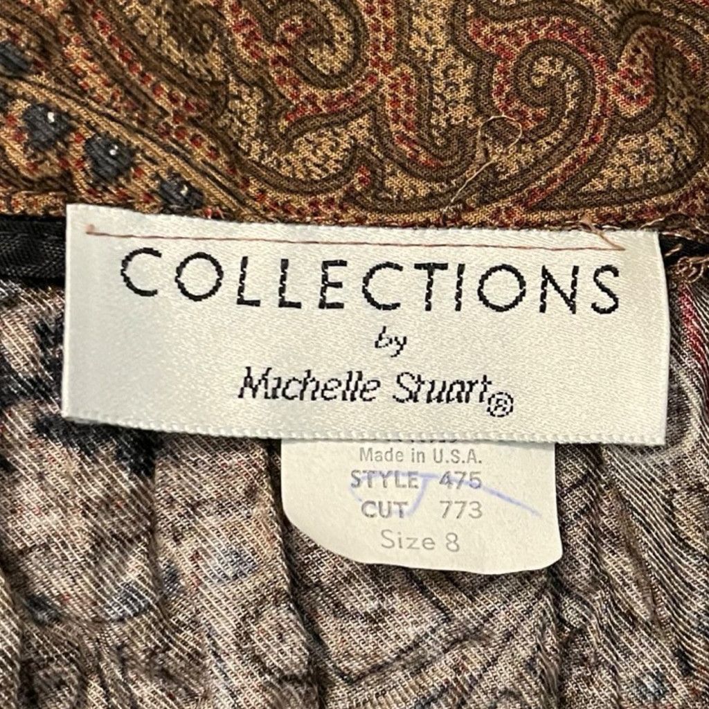 Vintage Vtg 80s Collections High Waist Pleated Paisley Midi Skirt S Size 27" / US 4 / IT 40 - 5 Thumbnail