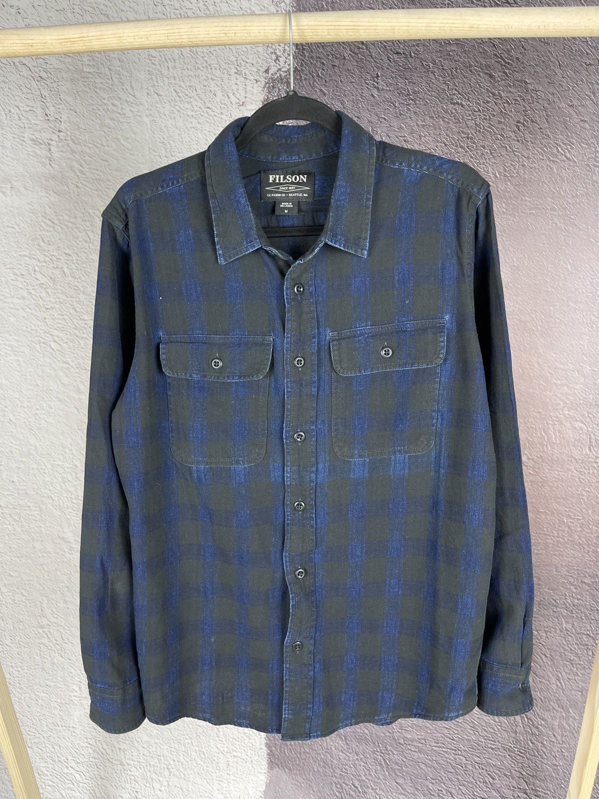Filson Filson Indigo blue checkered flannel long sleeve shirt Size US M / EU 48-50 / 2 - 2 Thumbnail