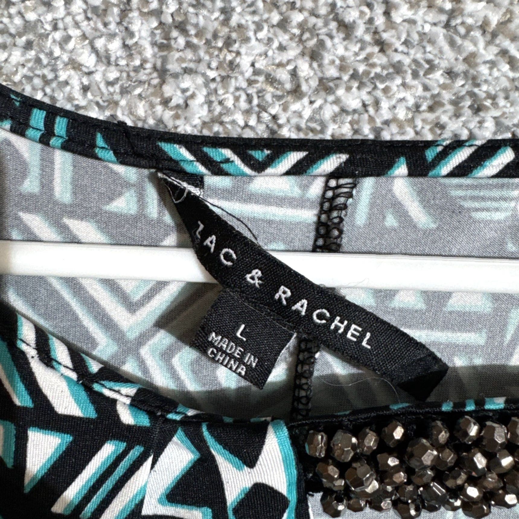 Vintage Zac & Rachel Top Womens Large Beho Retro Y2K Asymmetrical Beaded Aztec Tribal Tank Sleeveless Round Neck Pullover Casual Breathable Stretch Size L / US 10 / IT 46 - 4 Thumbnail