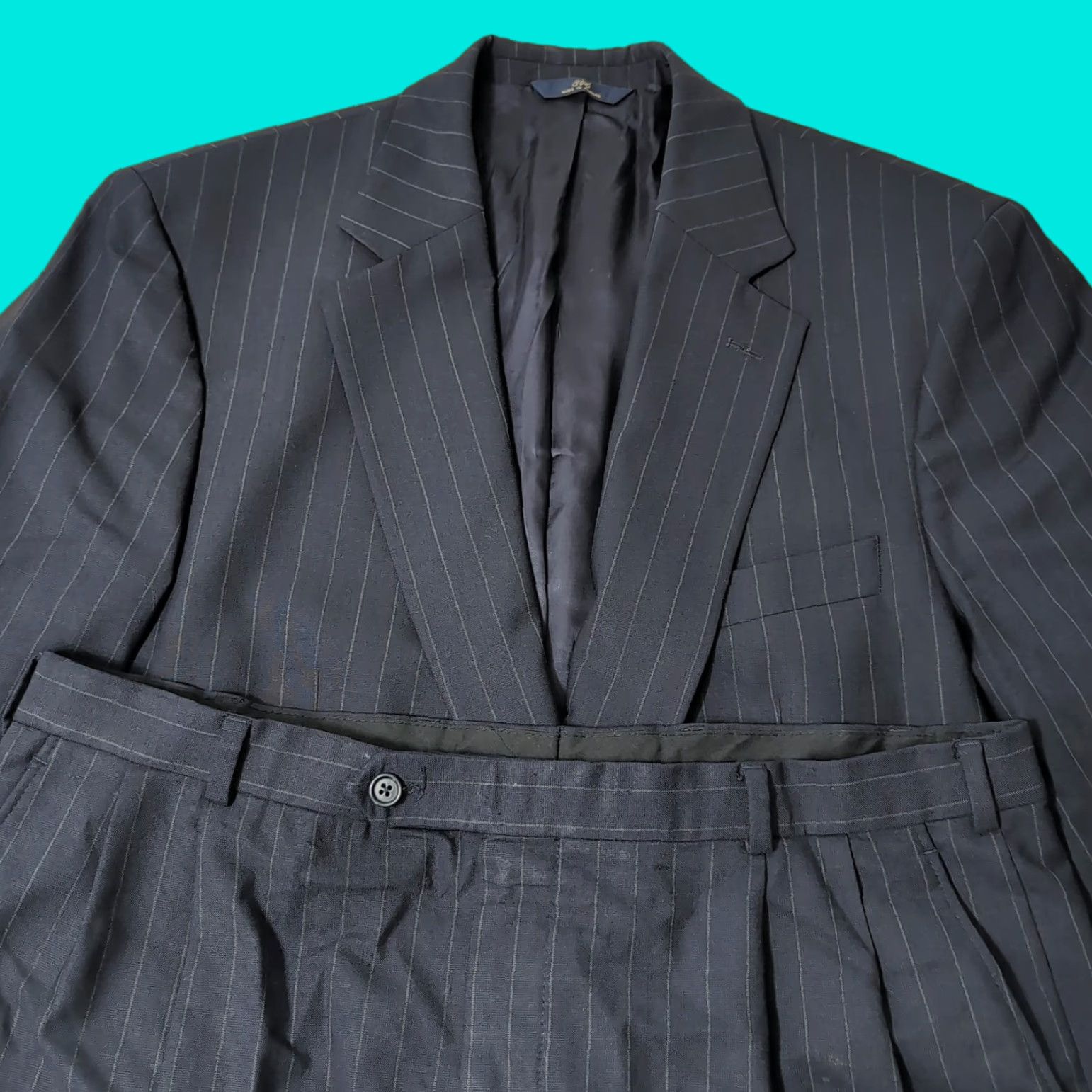 Brooks Brothers BROOKS BROTHERS 346 STRETCH NAVY BLUE PINSTRIPED 2 BUTTON BLAZER MENS SIZE 43R Size 46R - 1 Thumbnail