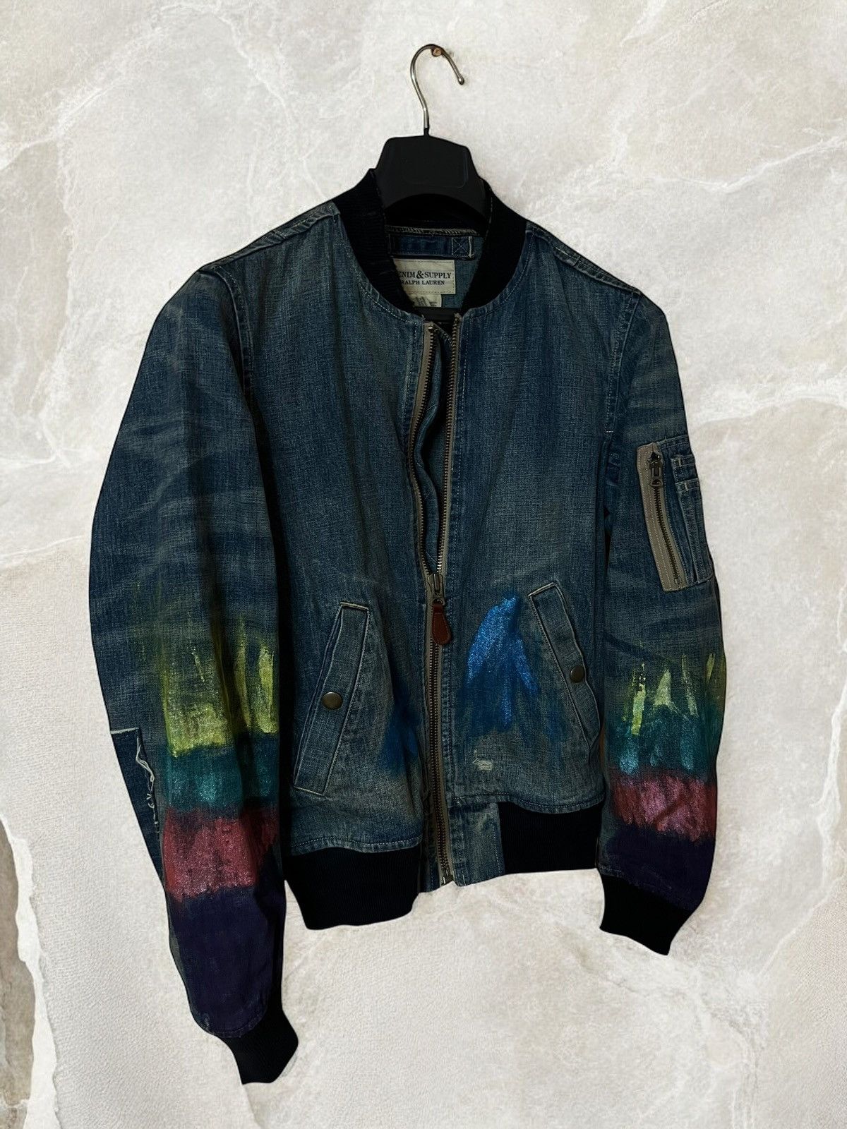 Denim & Supply Ralph Lauren × Polo Ralph Lauren × Vintage DENIM & SUPPLY RALPH LAUREN Denim Bomber jacket ma1 painted Size US M / EU 48-50 / 2 - 1 Thumbnail
