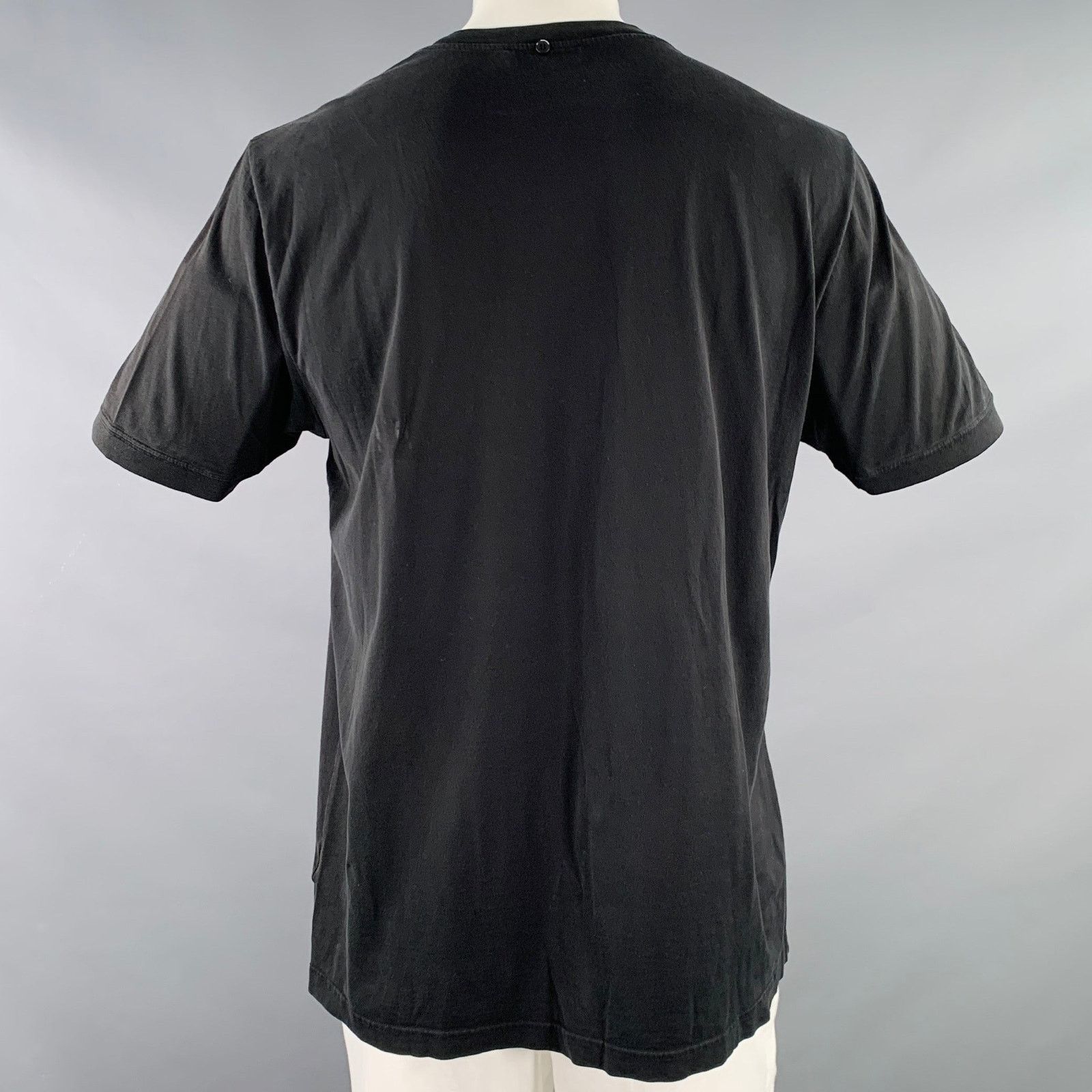 Dolce & Gabbana Size 44 Black Cotton Jersey Distressed V-Neck T-shirt Size US S / EU 44-46 / 1 - 3 Thumbnail