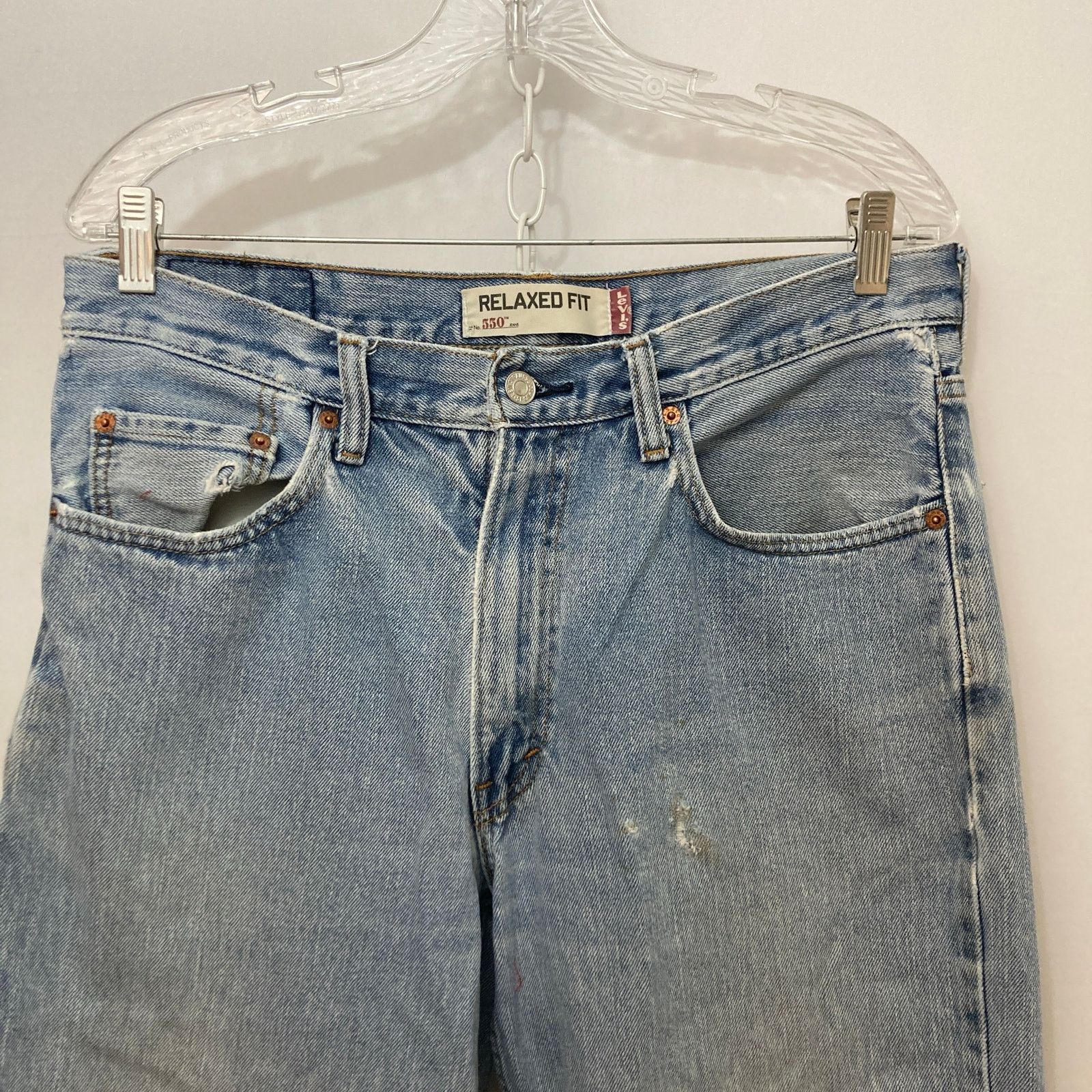 Levi's Vintage Levi’s Blue Jeans Distressed Denim Light Blue Pants Size US 34 / EU 50 - 3 Thumbnail