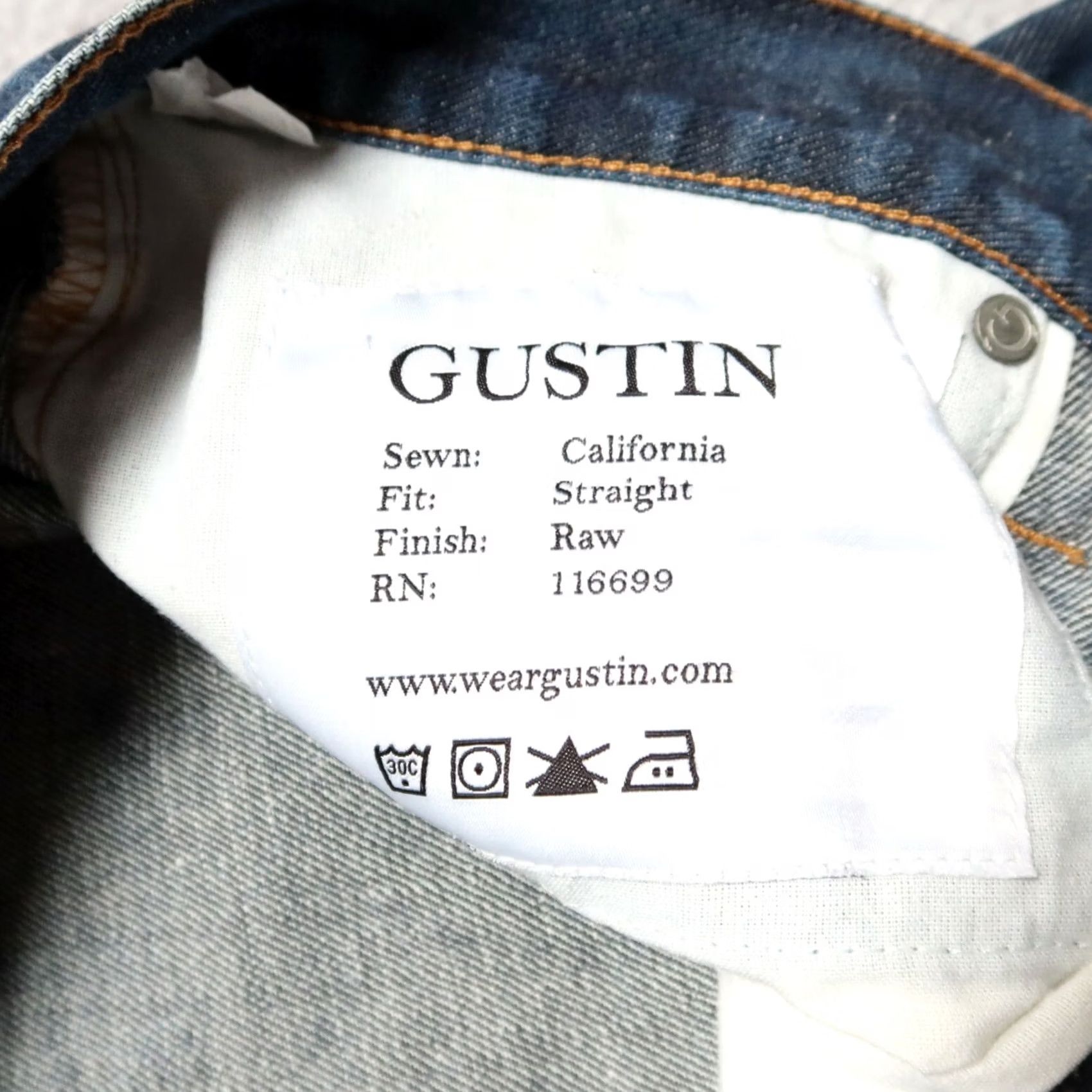 Gustin Gustin Jeans Denim Dark Wash Vintage Size 31-32 Straight Mens Regular 34 Inseam Distressed Selvedge Jeans Size US 31 - 6 Thumbnail