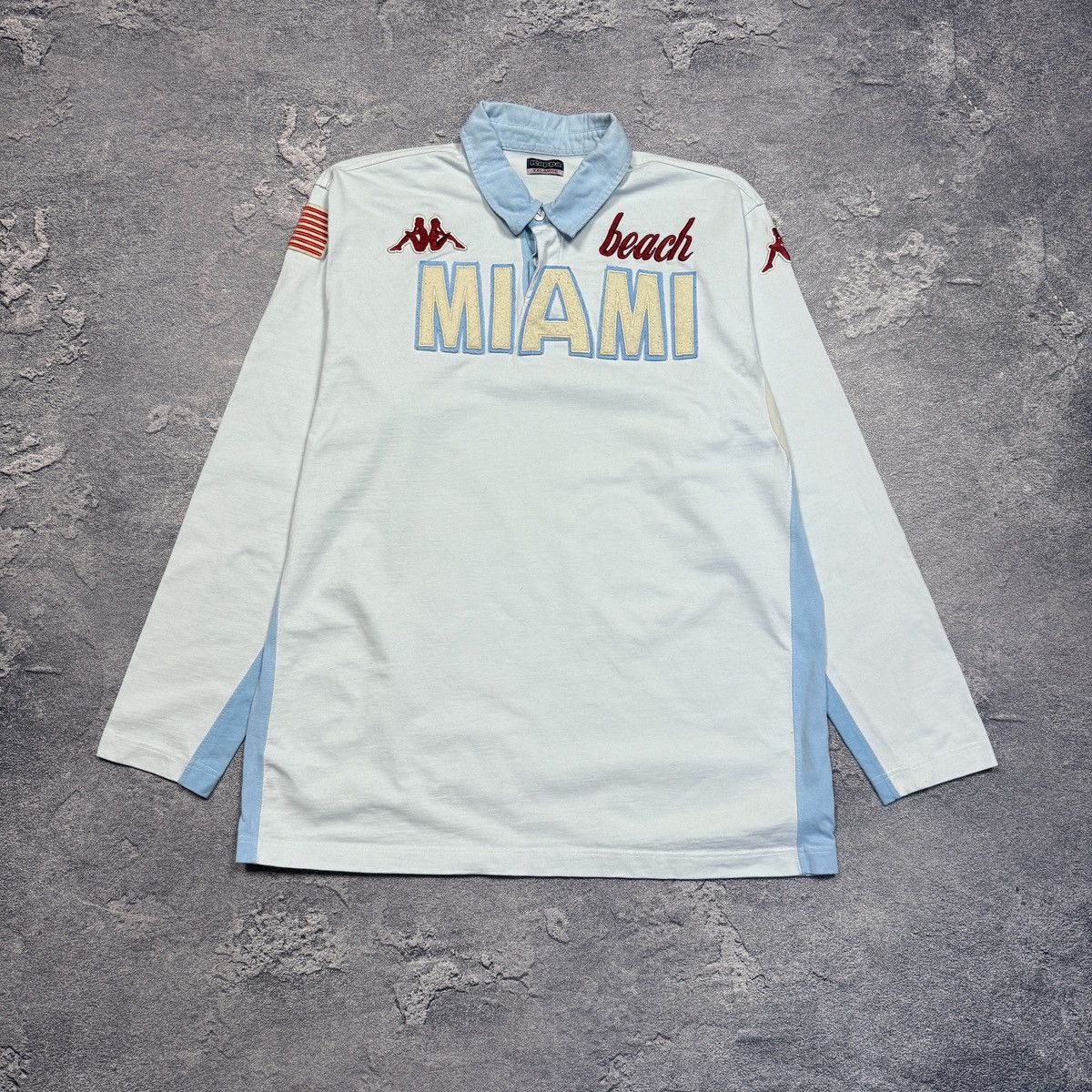 Kappa × Vintage Kappa Miami Vintage Big Logo USA Flag Spellout Longsleeve Size US XXL / EU 58 / 5 - 1 Thumbnail
