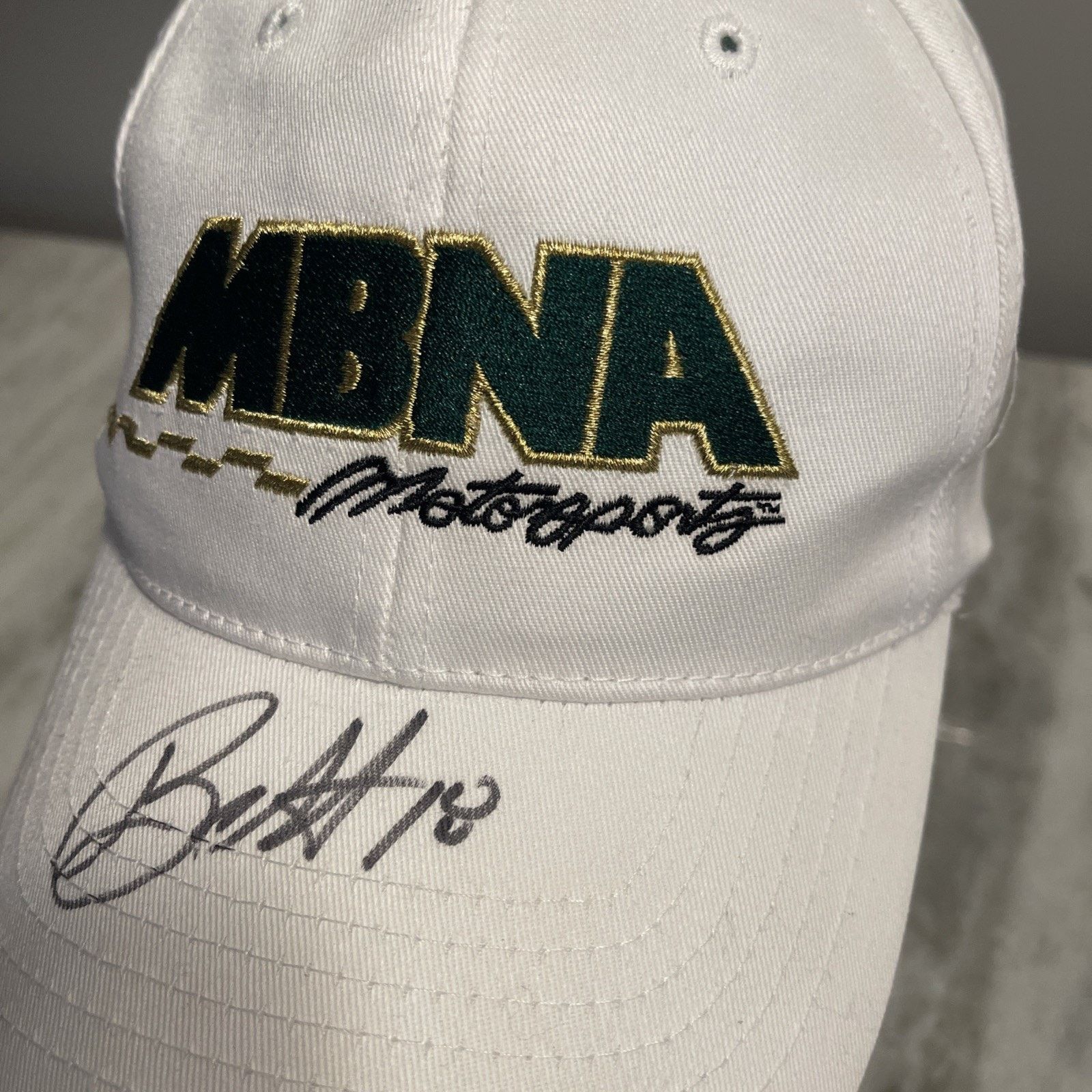 Vintage Bobby Labonte SIGNED #18 MBNA Racing Hat Rare Size ONE SIZE - 3 Thumbnail