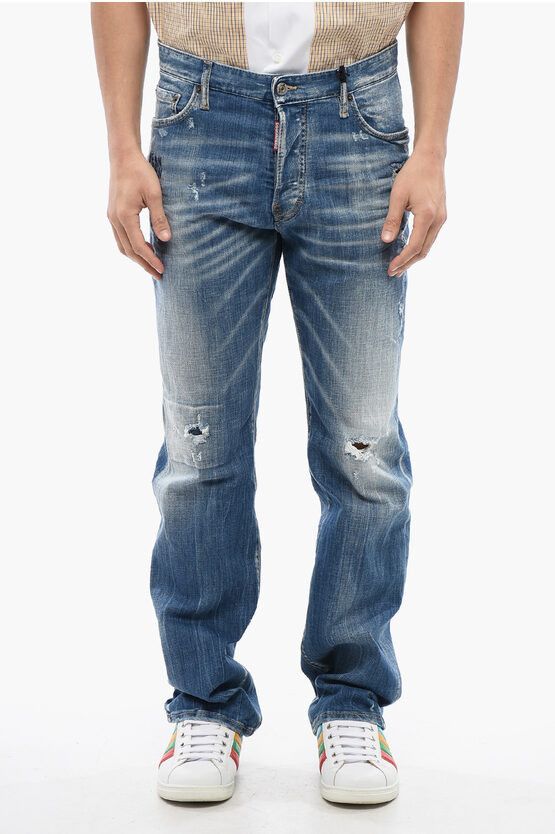 Embroidered ROADIE Slim Fit Jeans With Distressed Effect