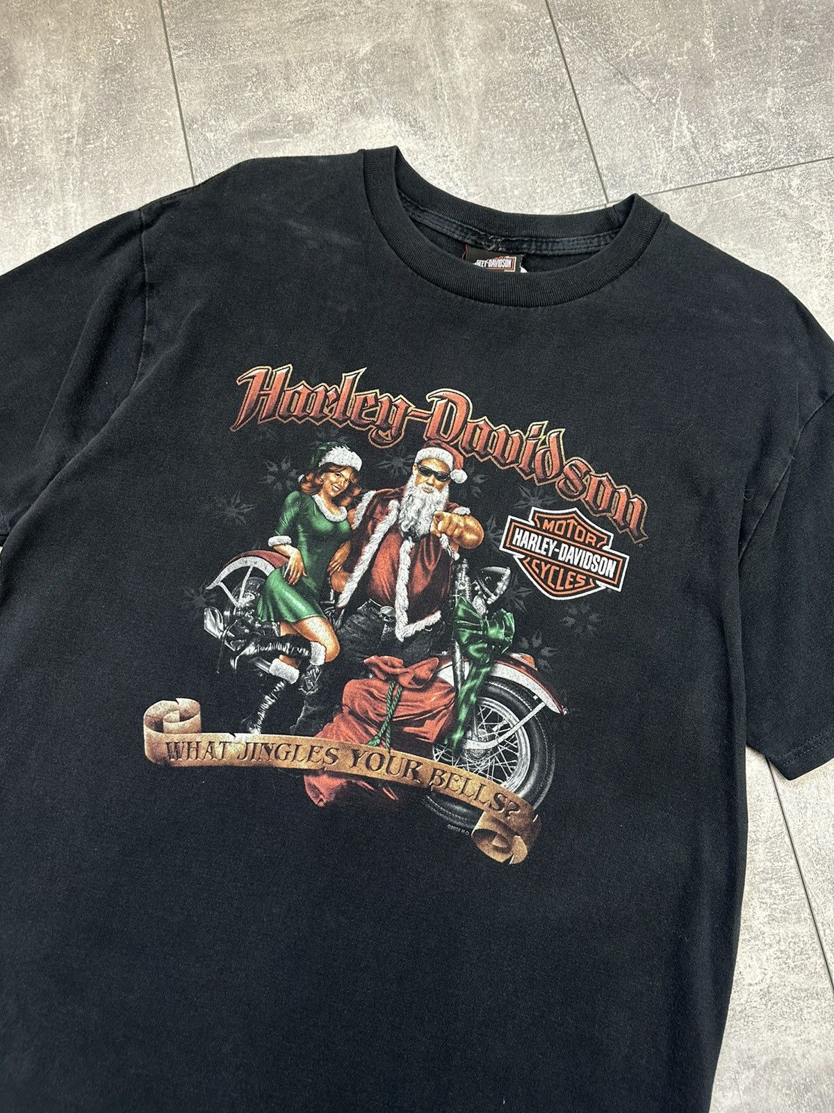 Vintage Harley Davidson 2008 Overprint Logo Santa Bicker Tee Size US L / EU 52-54 / 3 - 3 Thumbnail